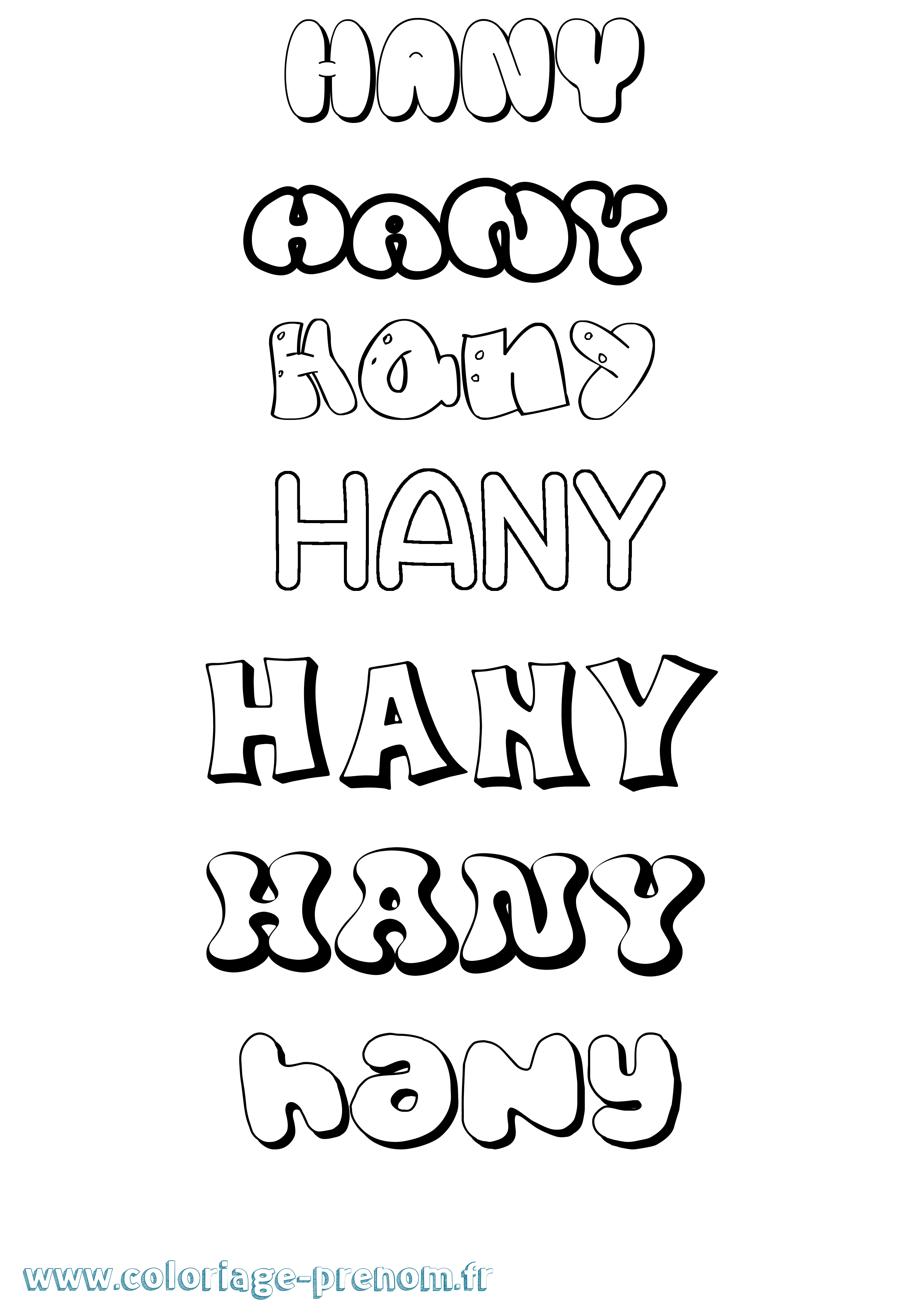 Coloriage Hany Bubble Coloriage prénom Hany Bubble