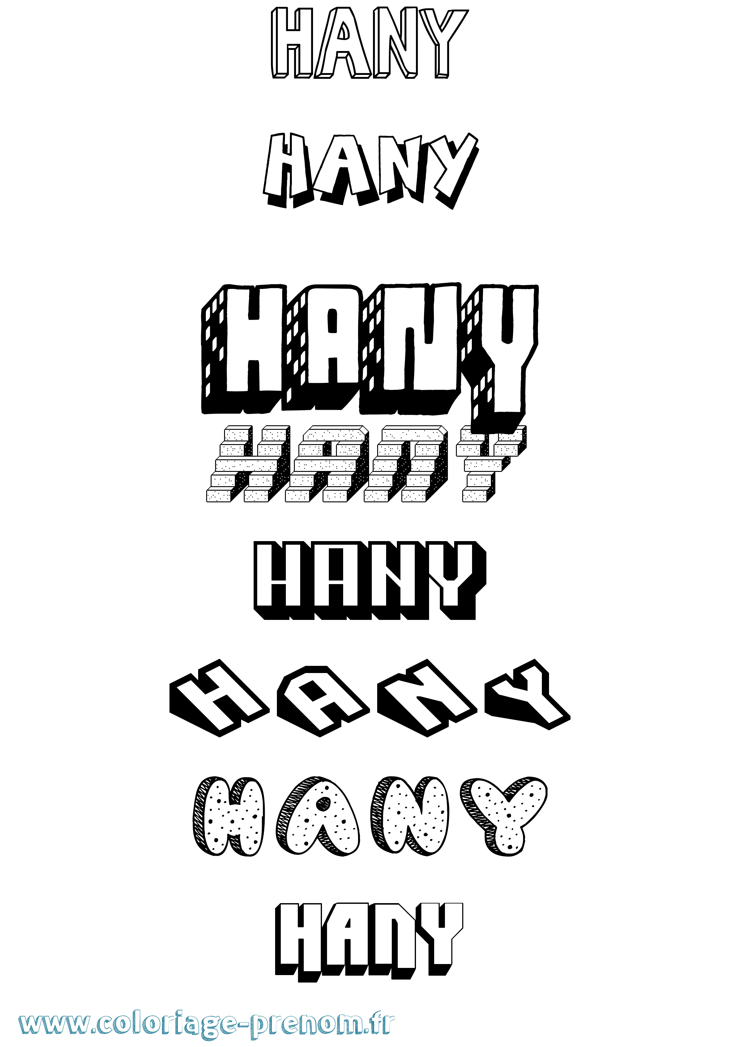 Coloriage Hany Effet 3D Coloriage prénom Hany Effet 3D