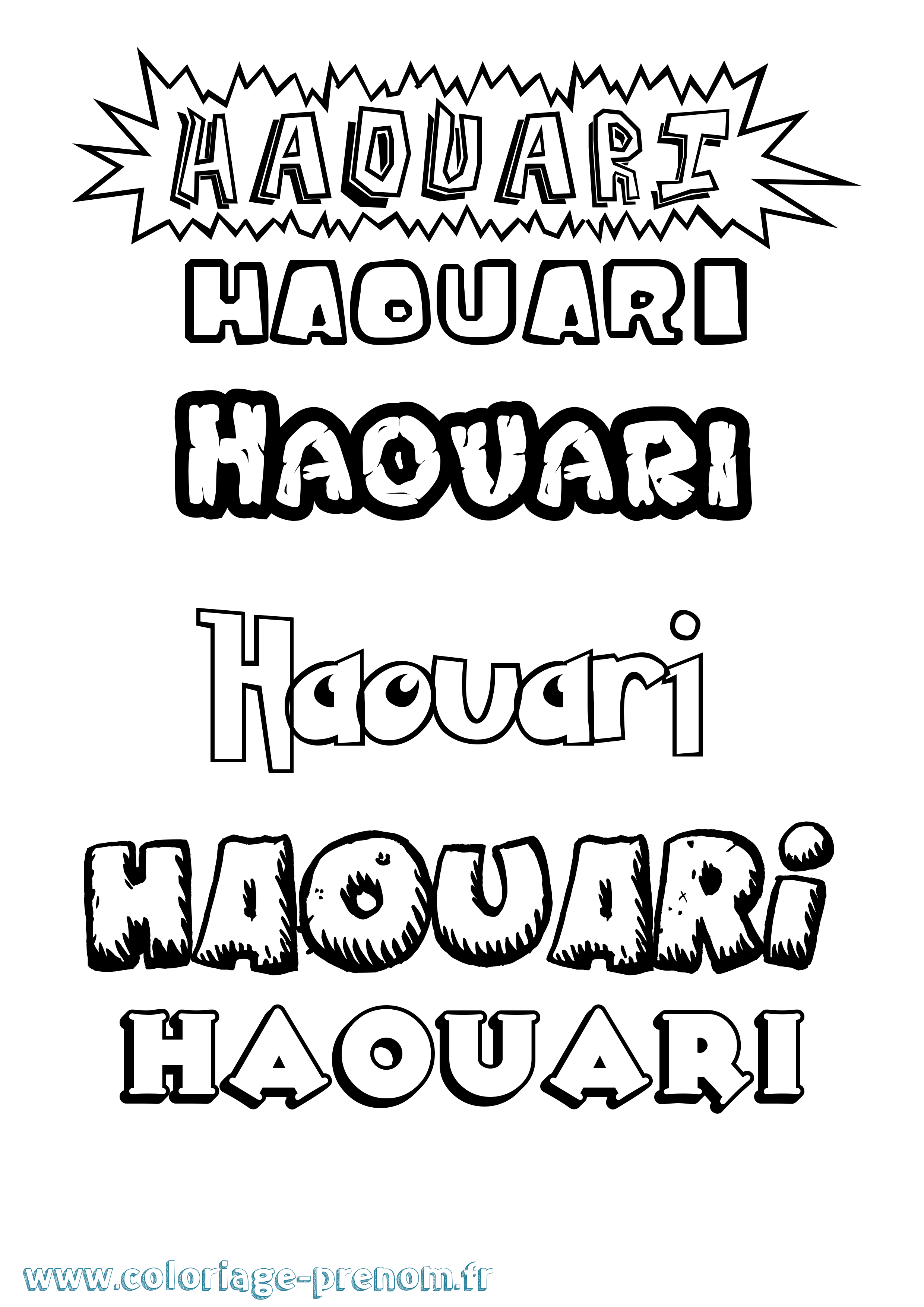 Coloriage Haouari Dessin Animé Coloriage prénom Haouari Dessin Animé