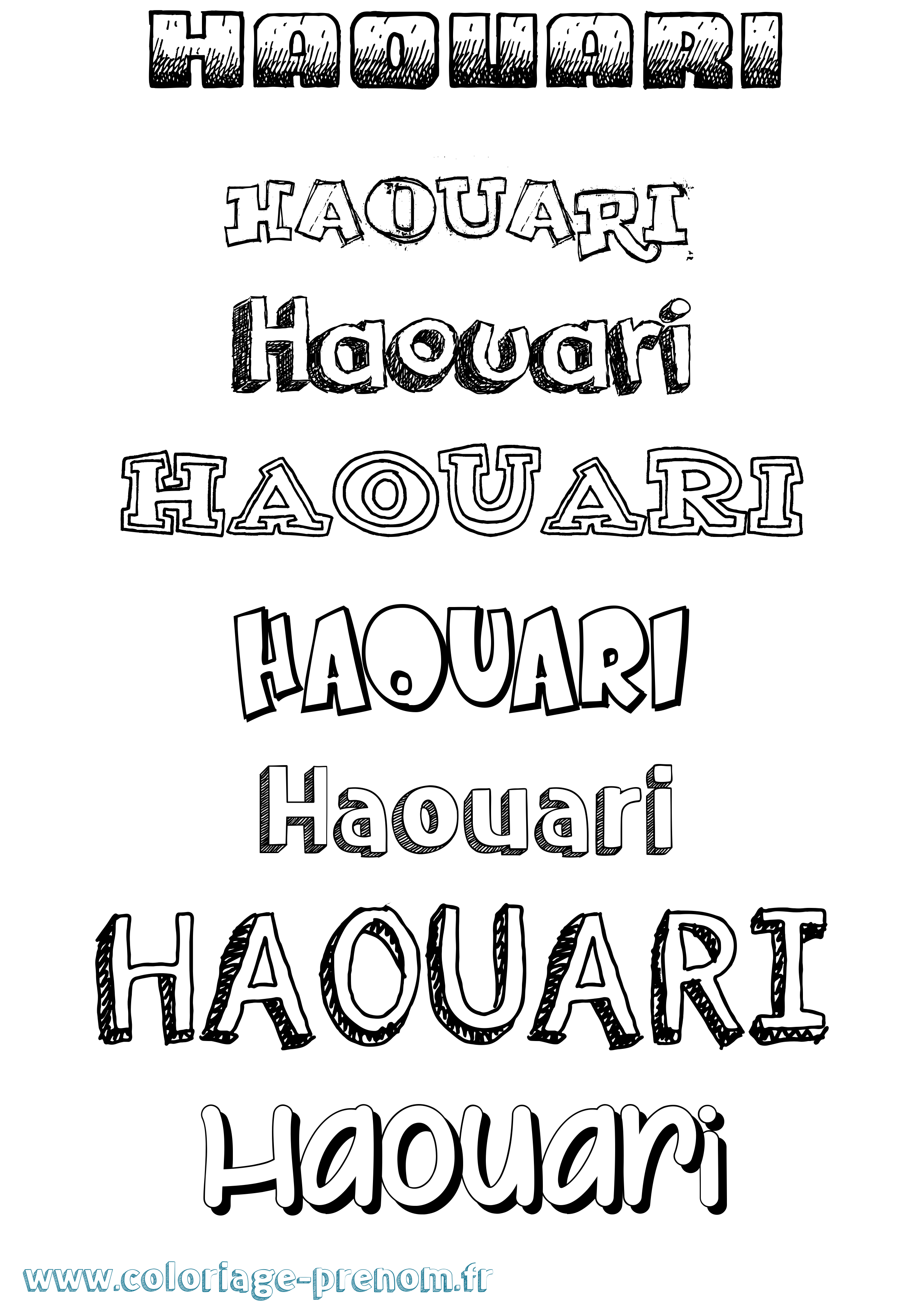 Coloriage Haouari Dessiné Coloriage prénom Haouari Dessiné