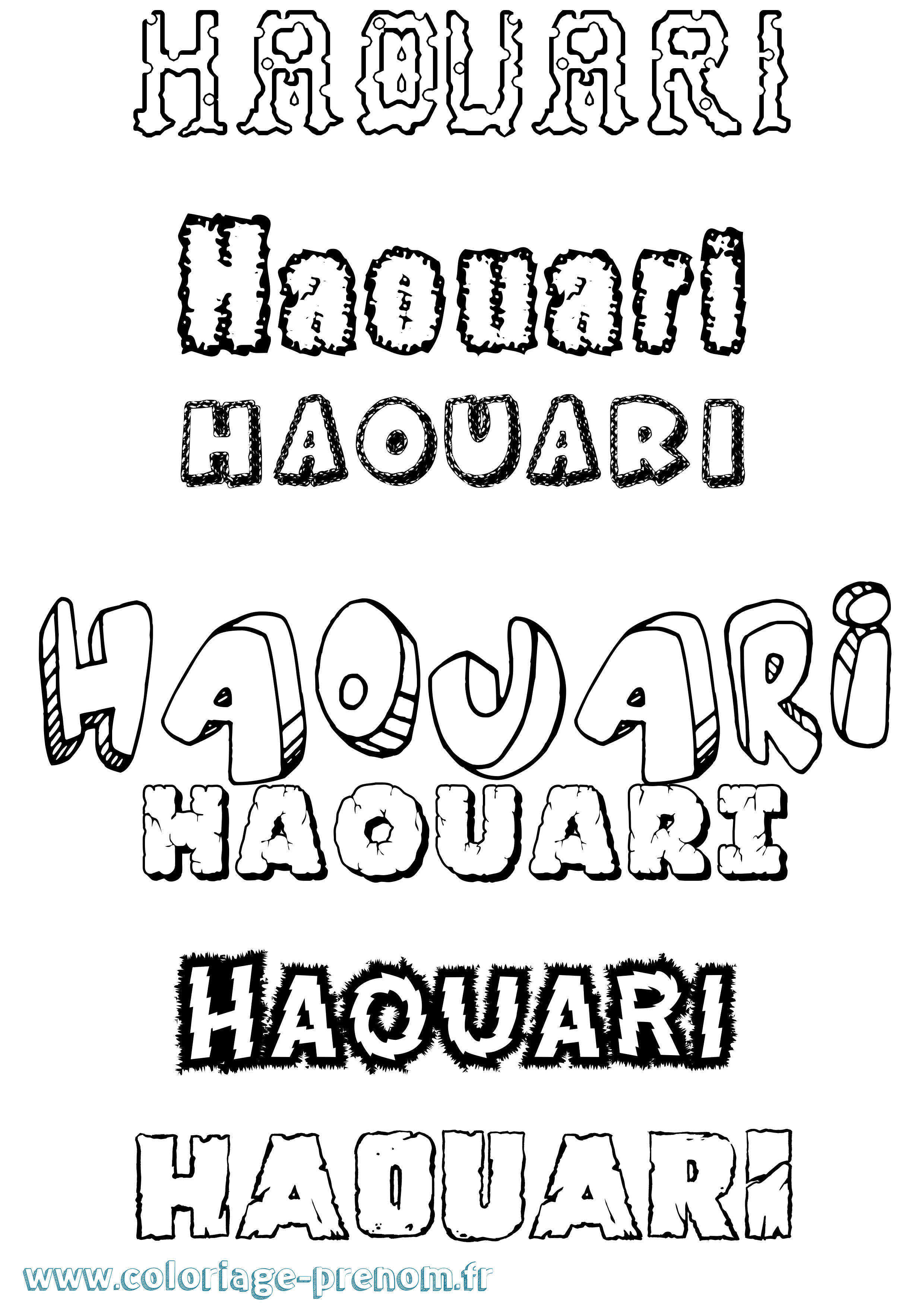 Coloriage Haouari Destructuré Coloriage prénom Haouari Destructuré