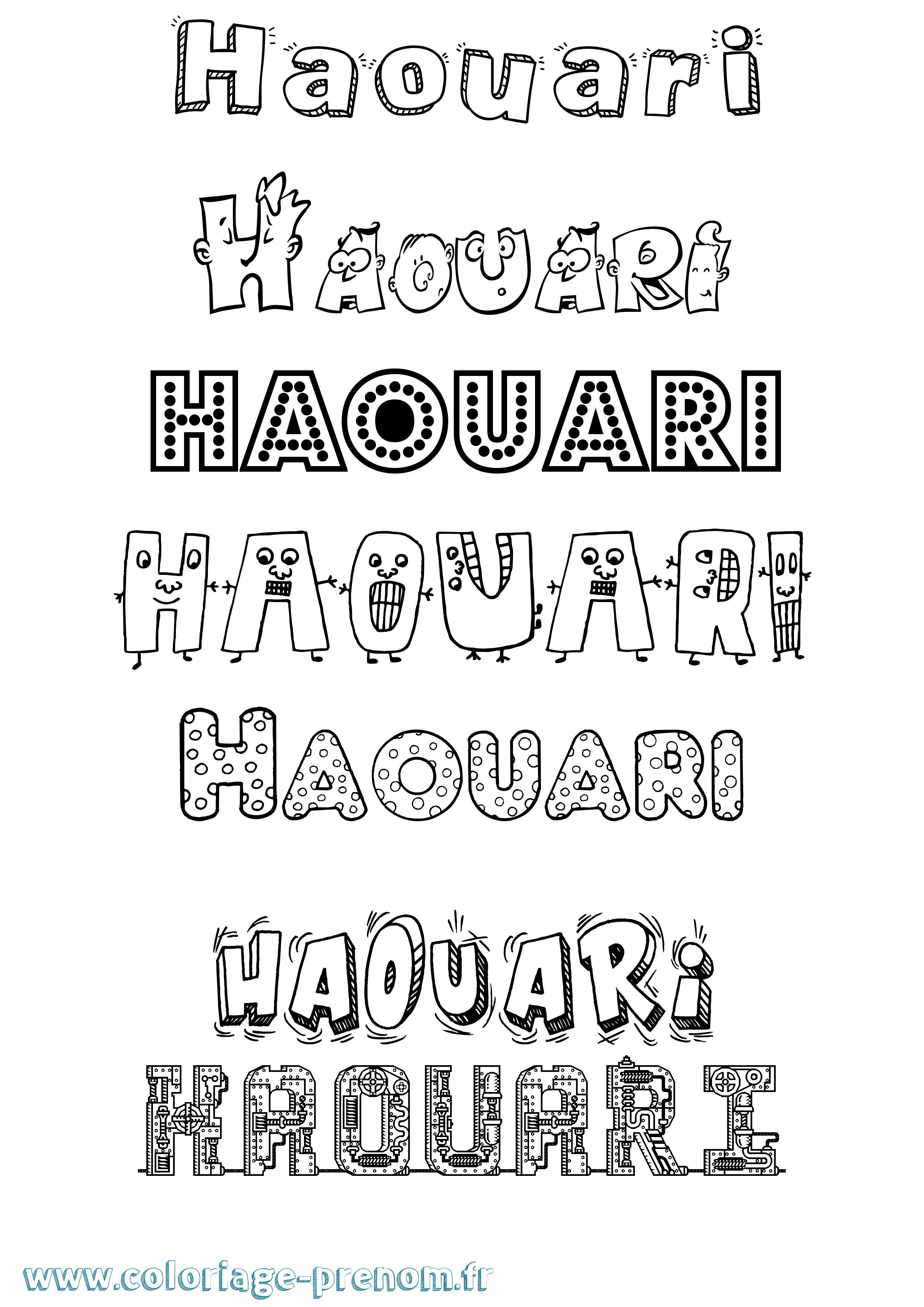 Coloriage Haouari Fun Coloriage prénom Haouari Fun