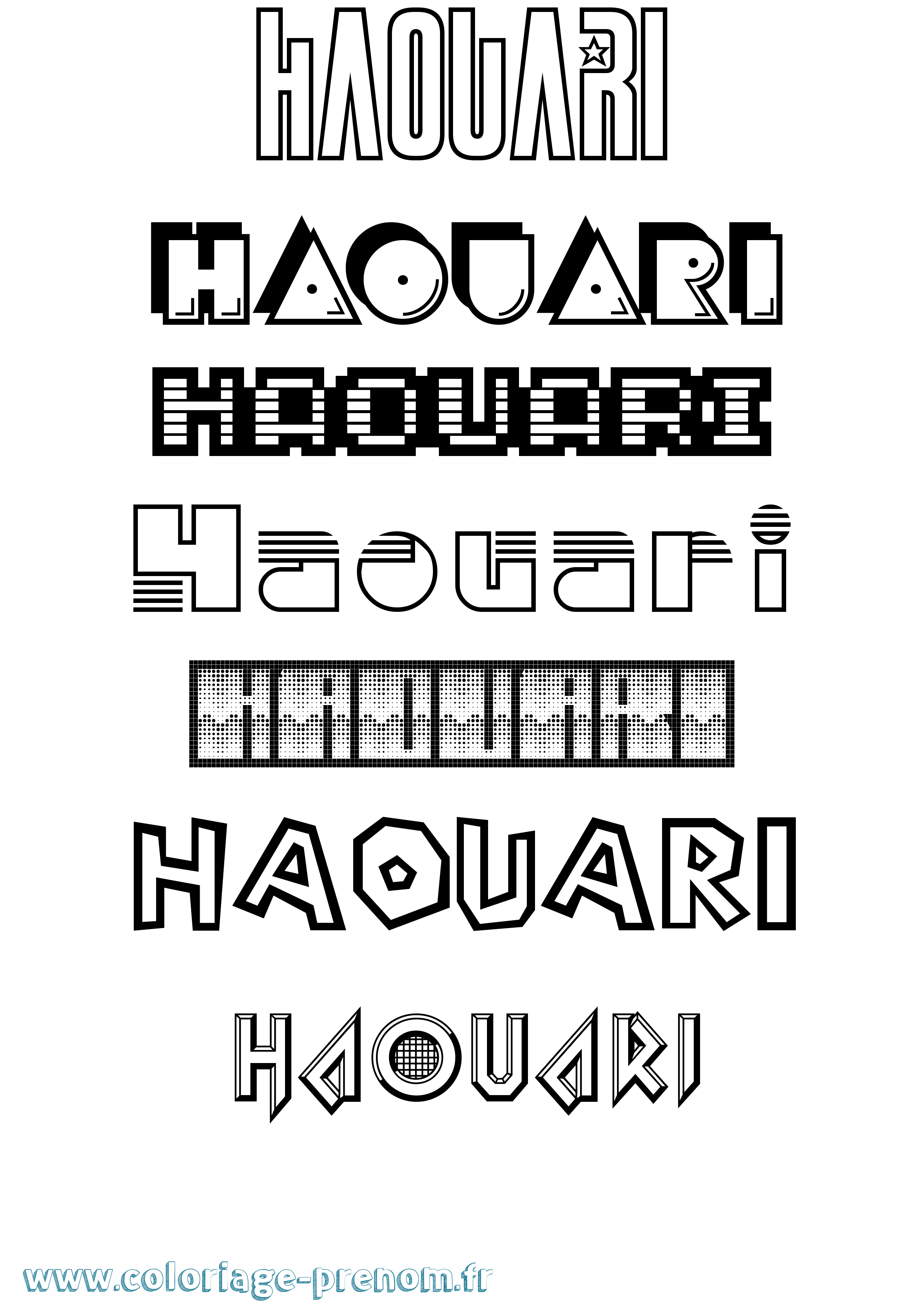 Coloriage Haouari Jeux Vidéos Coloriage prénom Haouari Jeux Vidéos