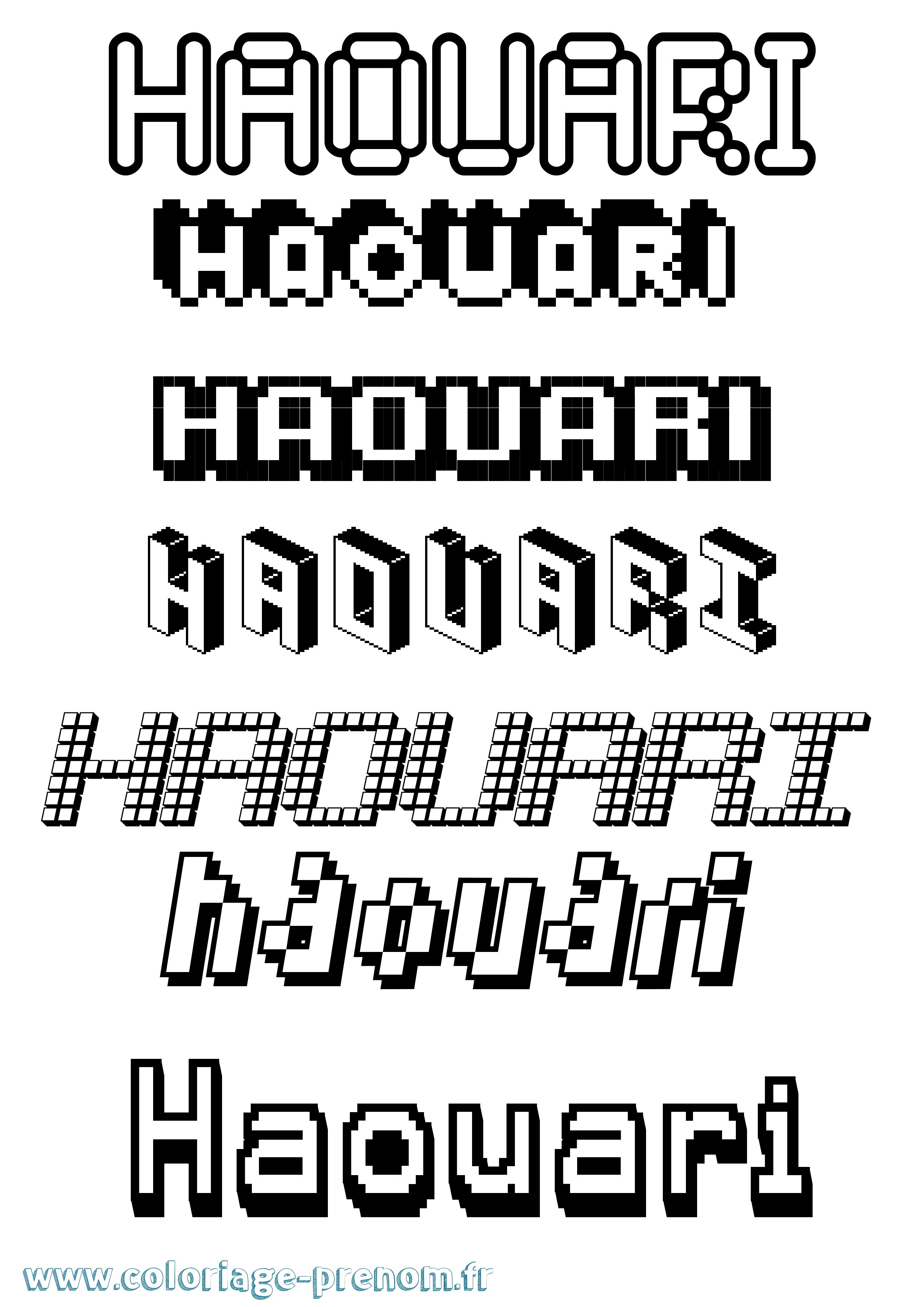 Coloriage Haouari Pixel Coloriage prénom Haouari Pixel