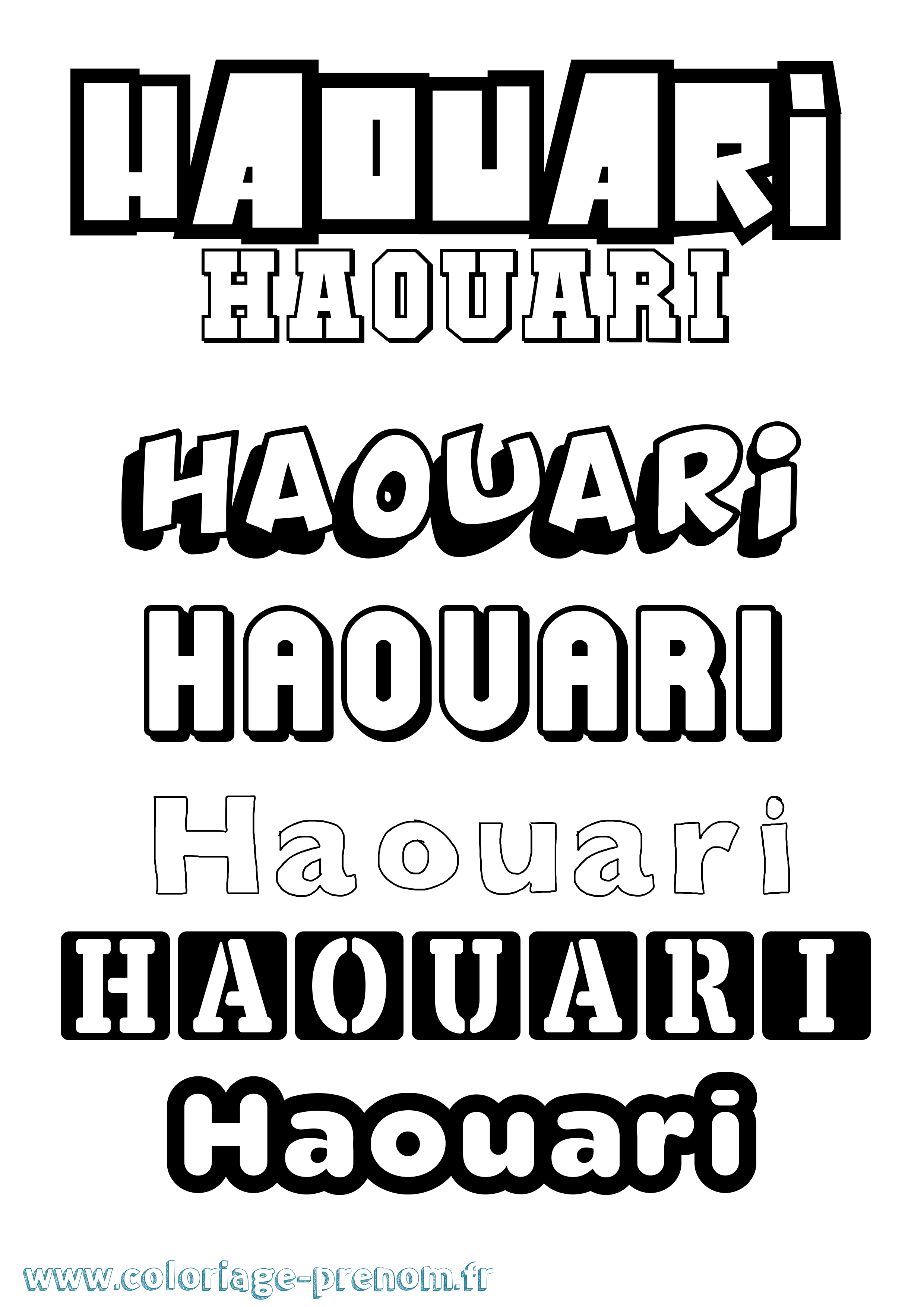 Coloriage Haouari Simple Coloriage prénom Haouari Simple