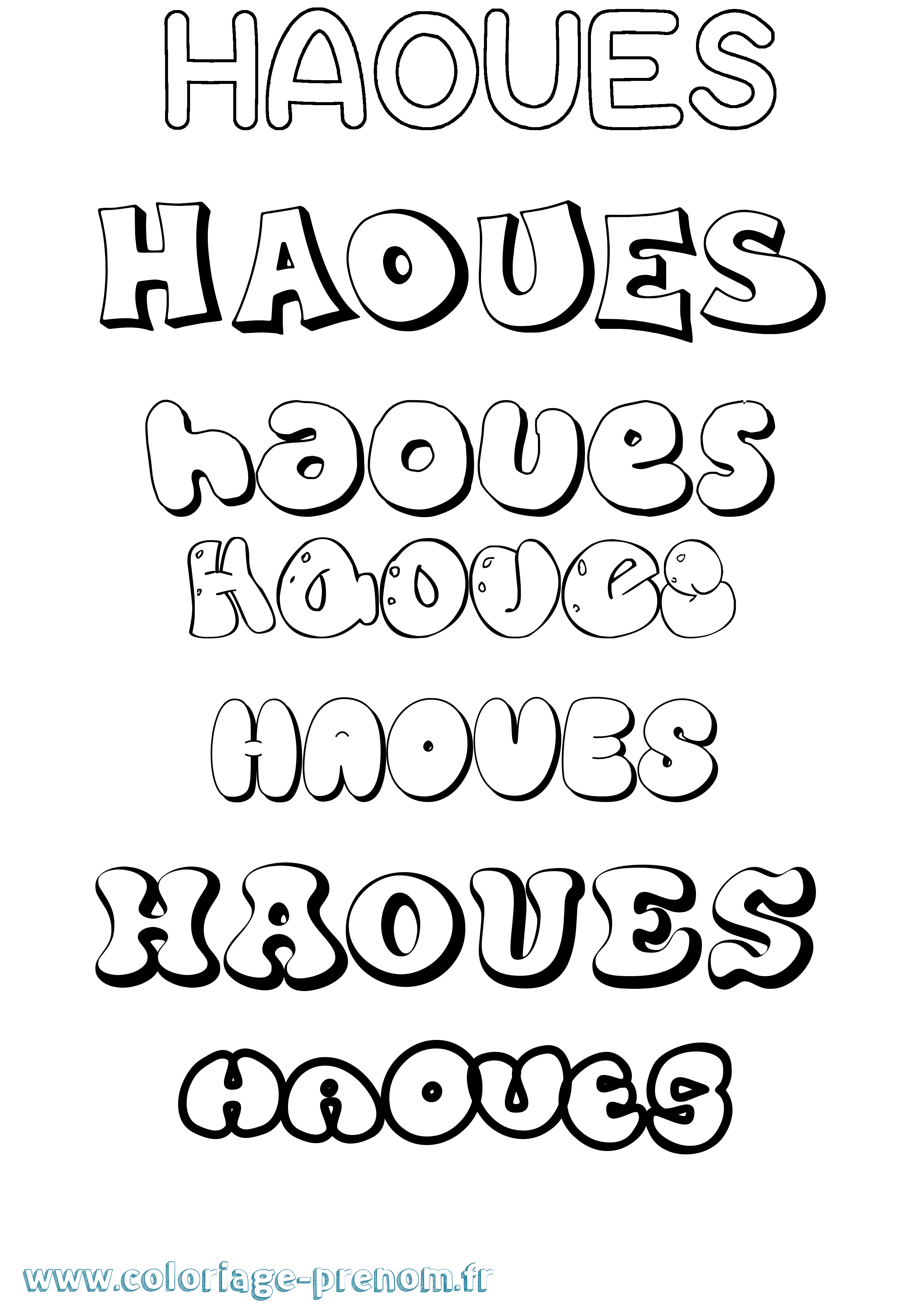 Coloriage Haoues Bubble Coloriage prénom Haoues Bubble