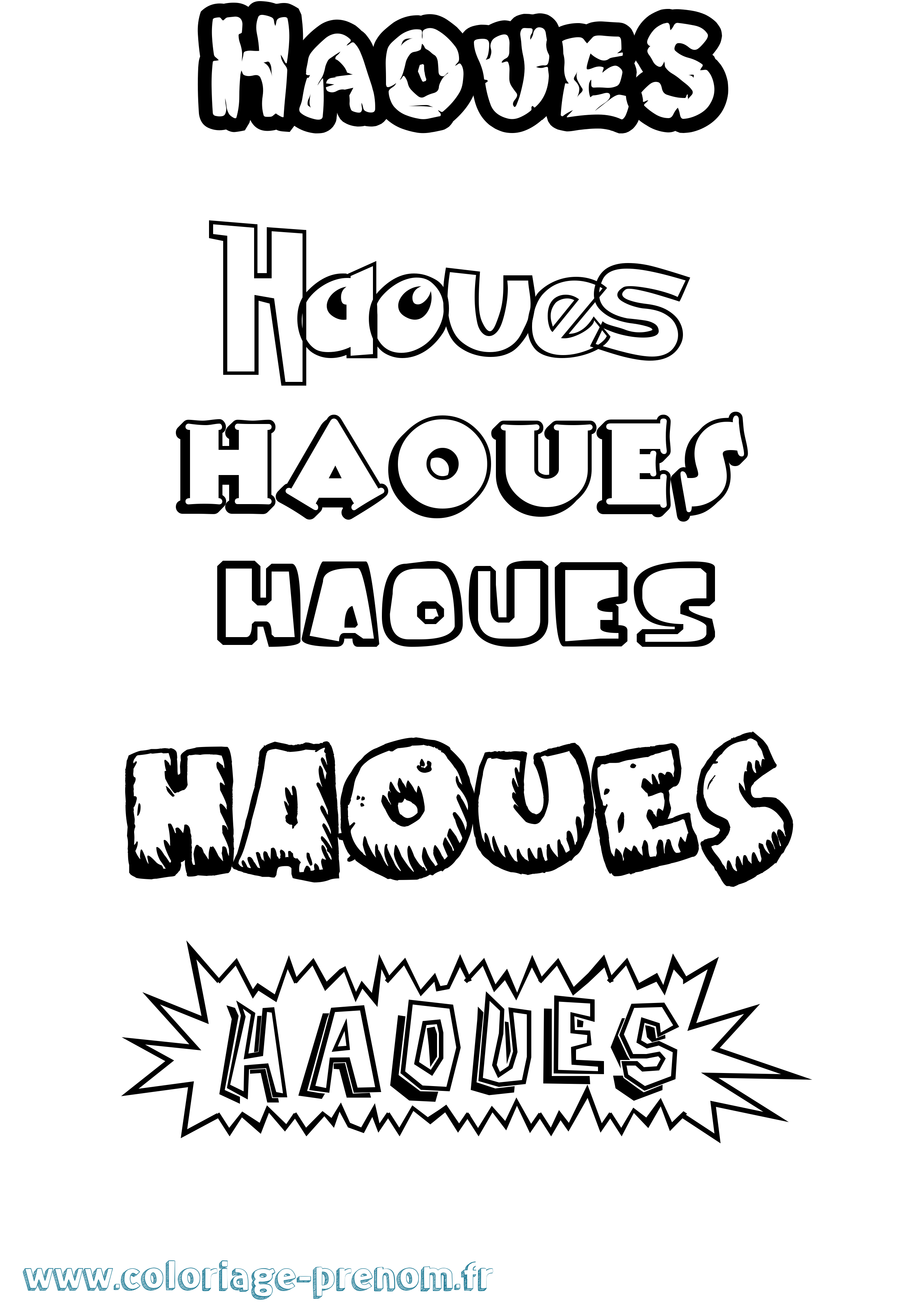 Coloriage Haoues Dessin Animé Coloriage prénom Haoues Dessin Animé