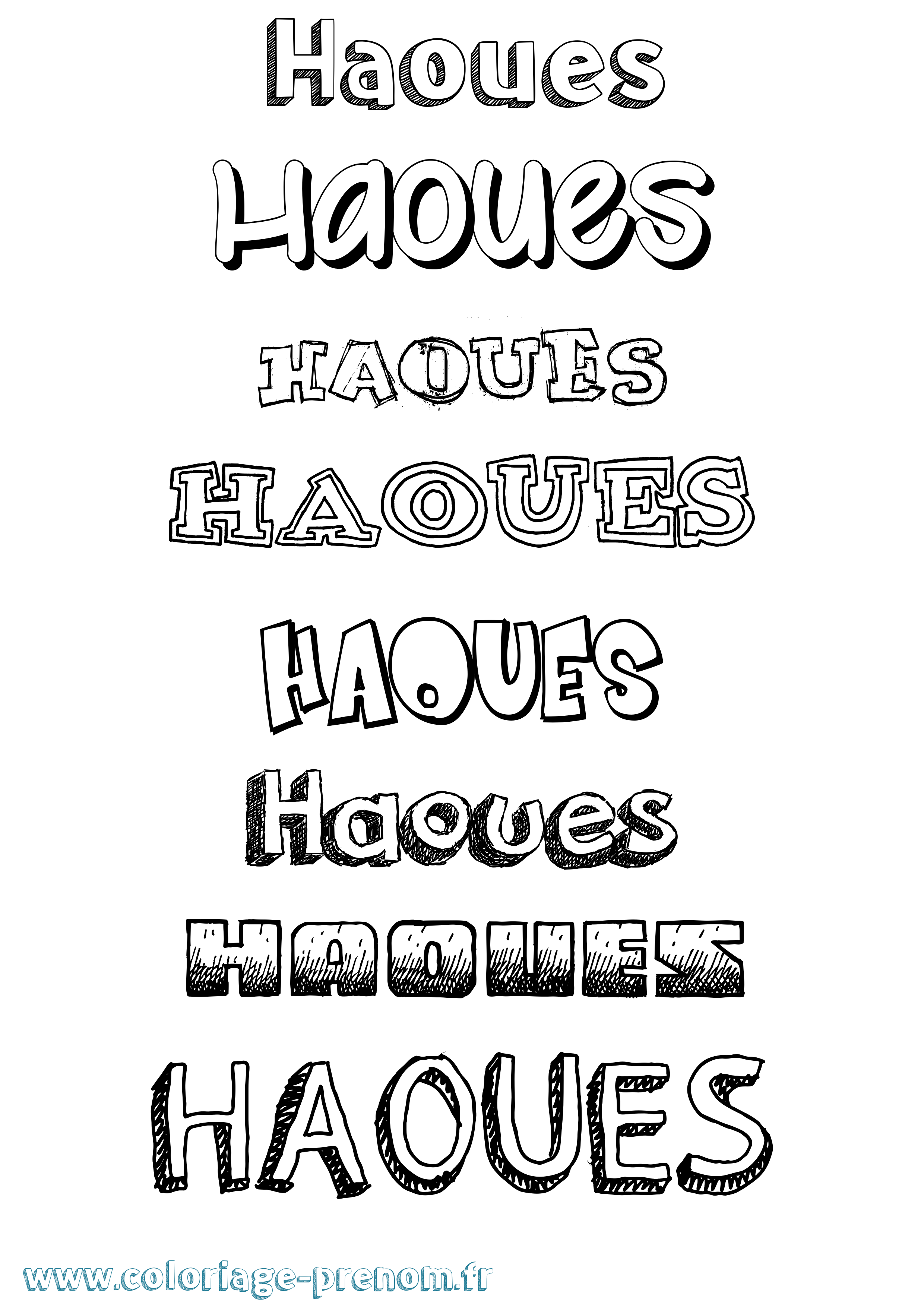 Coloriage Haoues Dessiné Coloriage prénom Haoues Dessiné