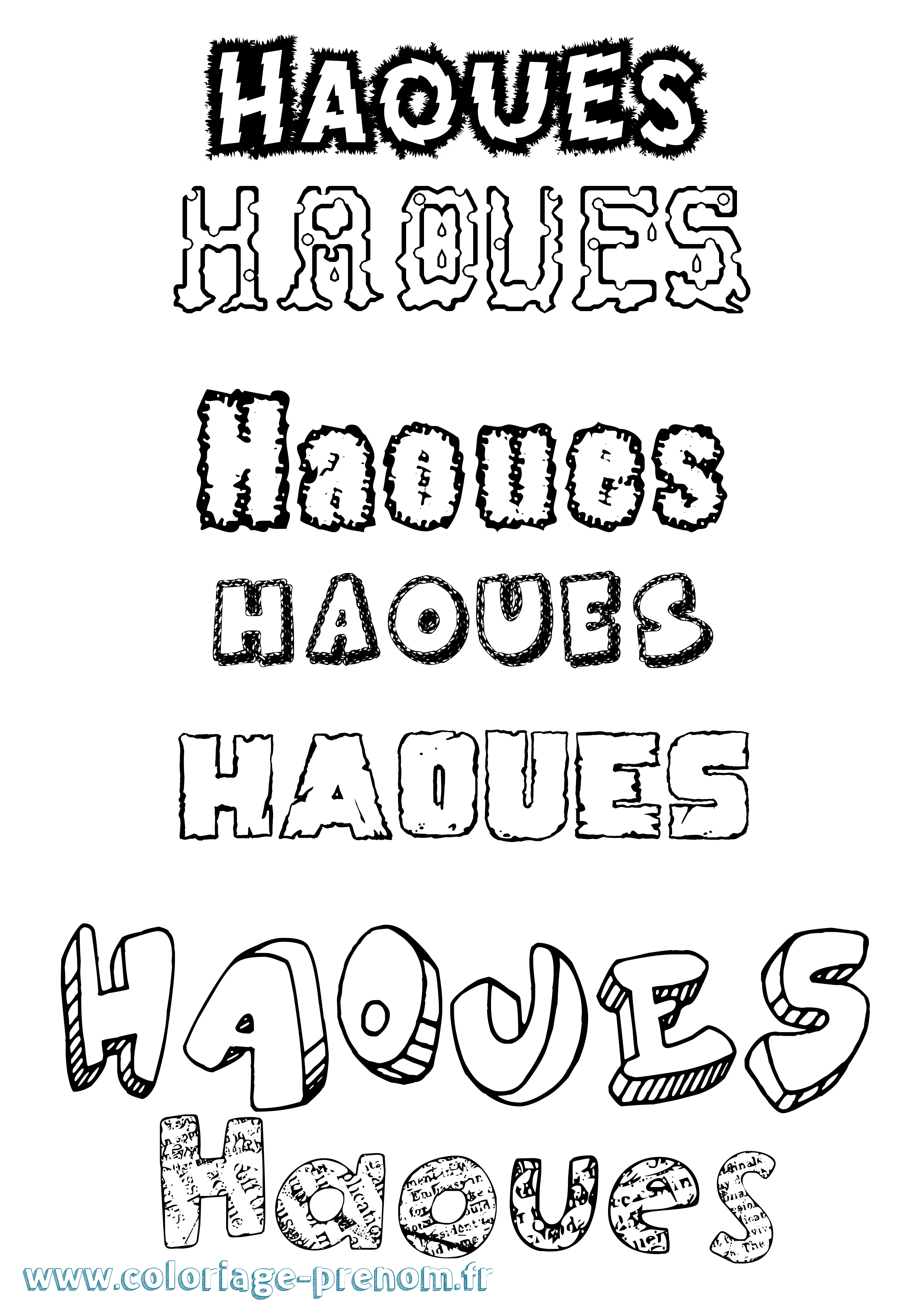 Coloriage Haoues Destructuré Coloriage prénom Haoues Destructuré