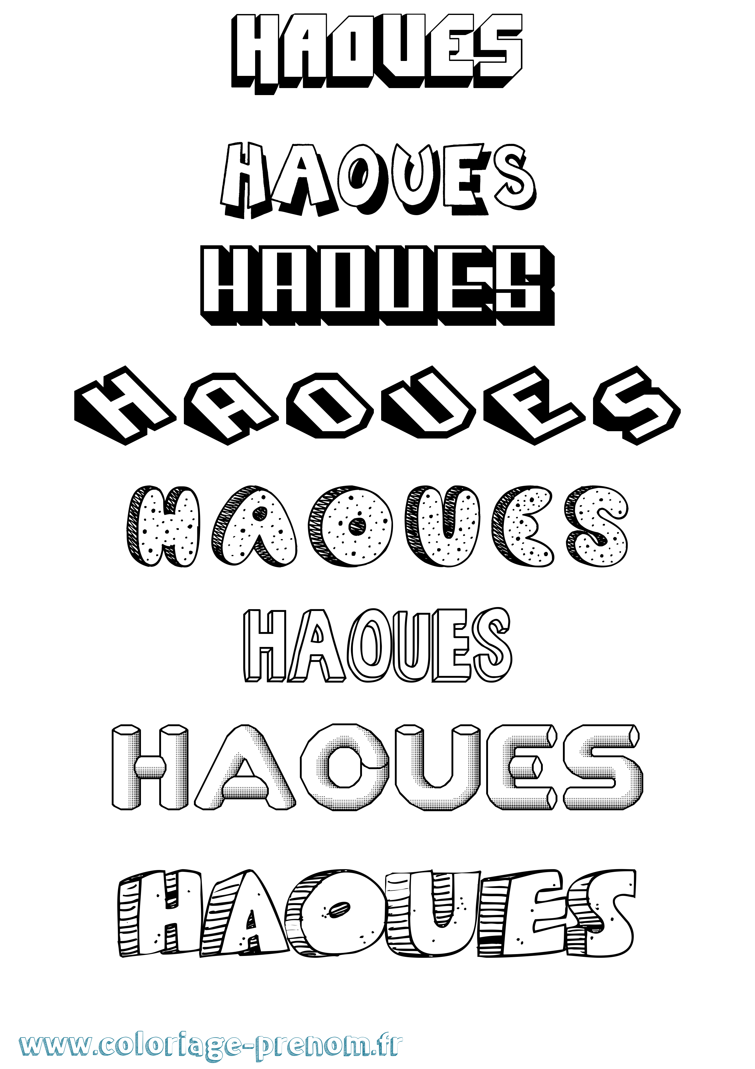 Coloriage Haoues Effet 3D Coloriage prénom Haoues Effet 3D
