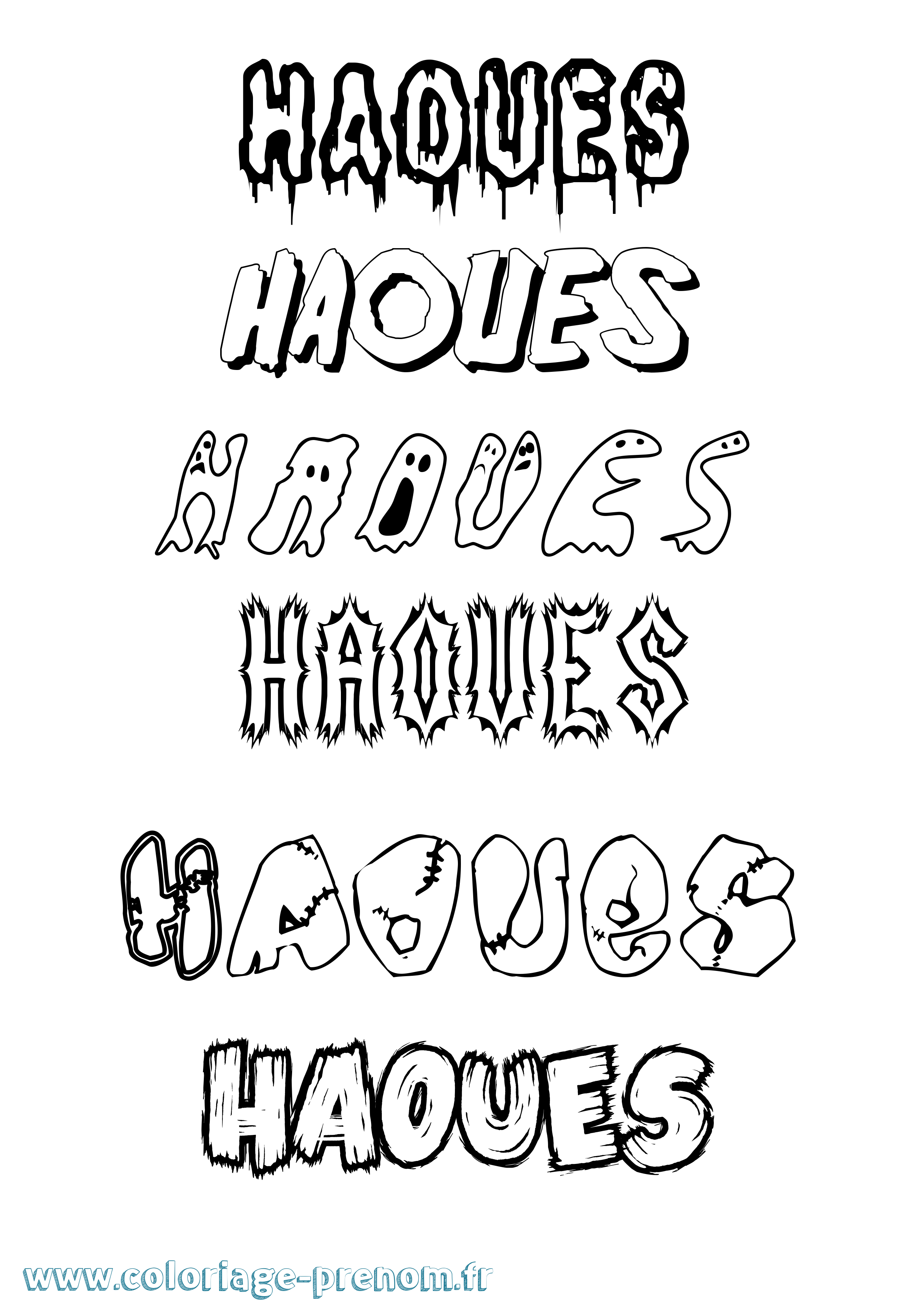 Coloriage Haoues Frisson Coloriage prénom Haoues Frisson