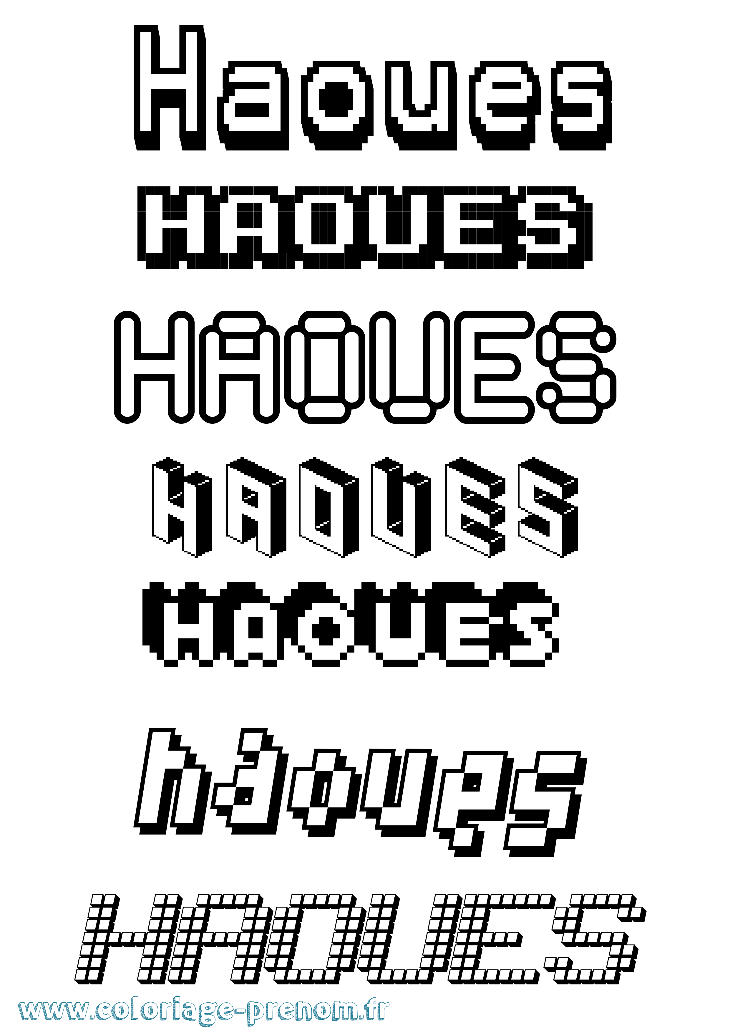 Coloriage Haoues Pixel Coloriage prénom Haoues Pixel