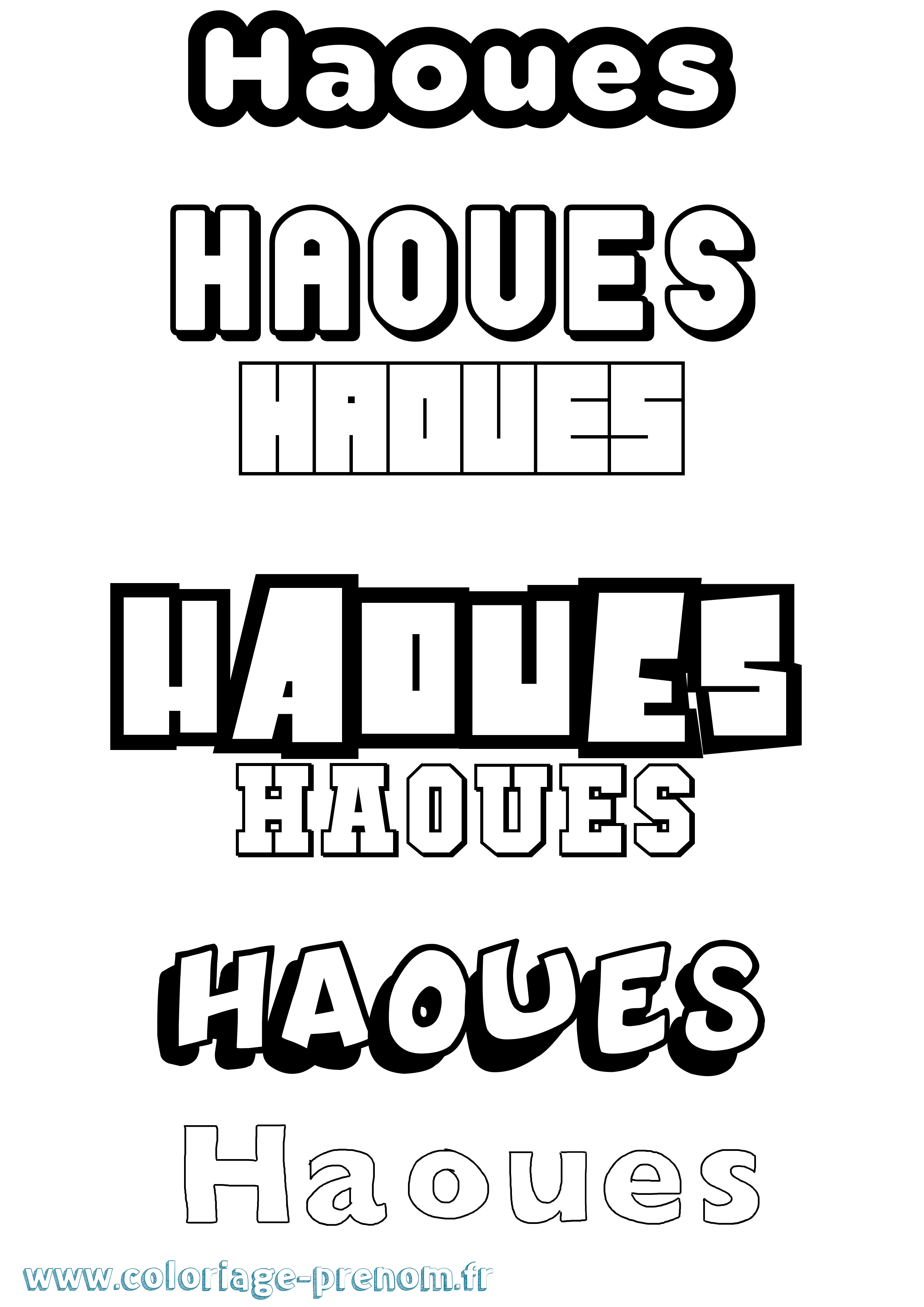 Coloriage Haoues Simple Coloriage prénom Haoues Simple