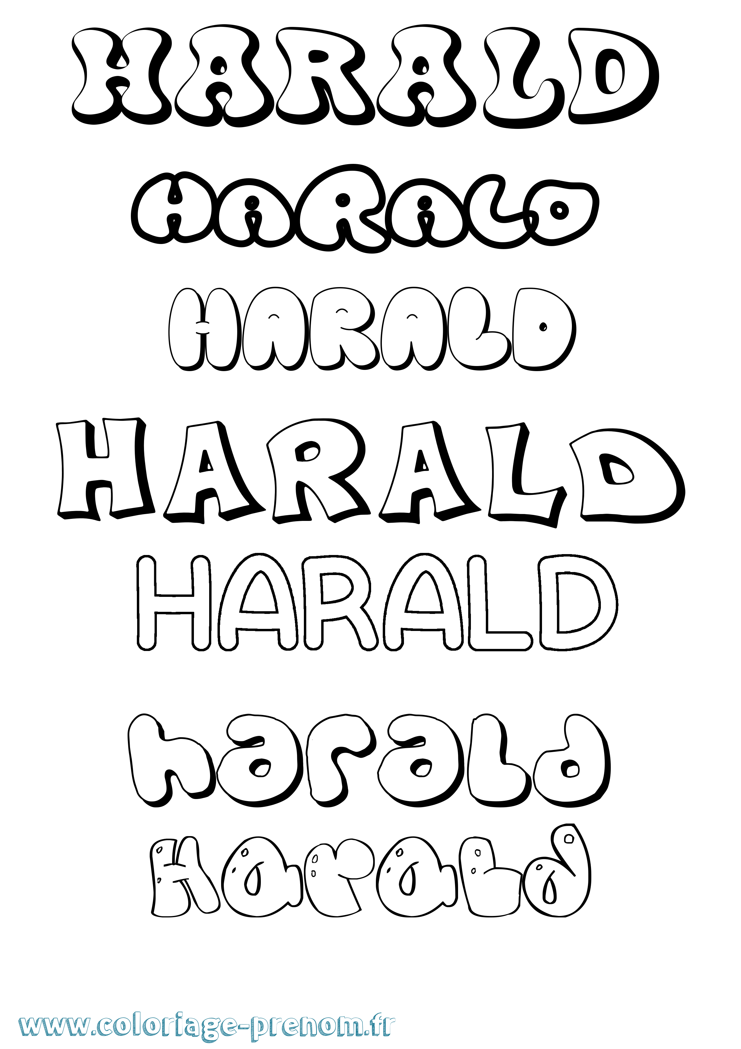 Coloriage Harald Bubble Coloriage prénom Harald Bubble