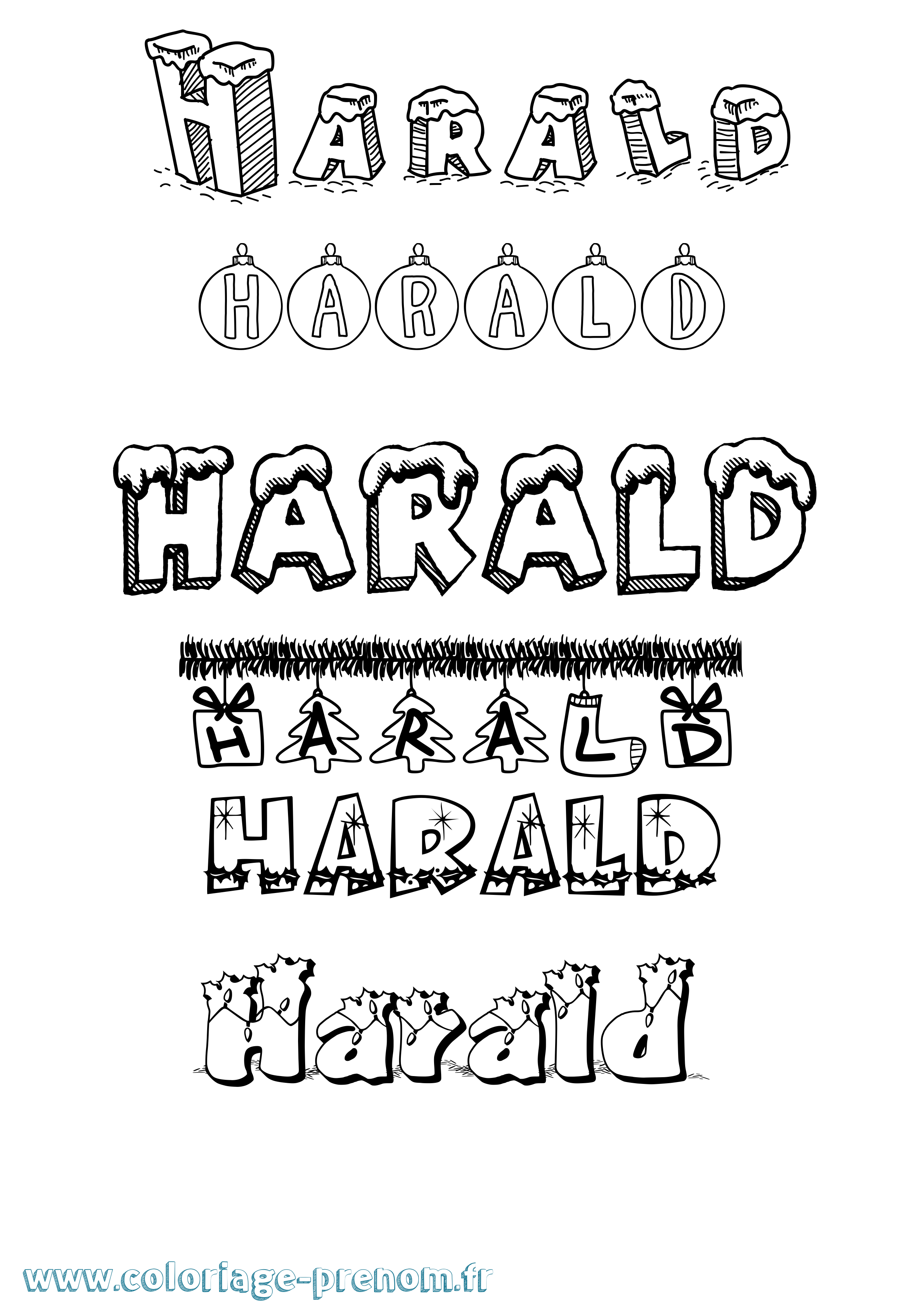 Coloriage Harald Noël Coloriage prénom Harald Noël