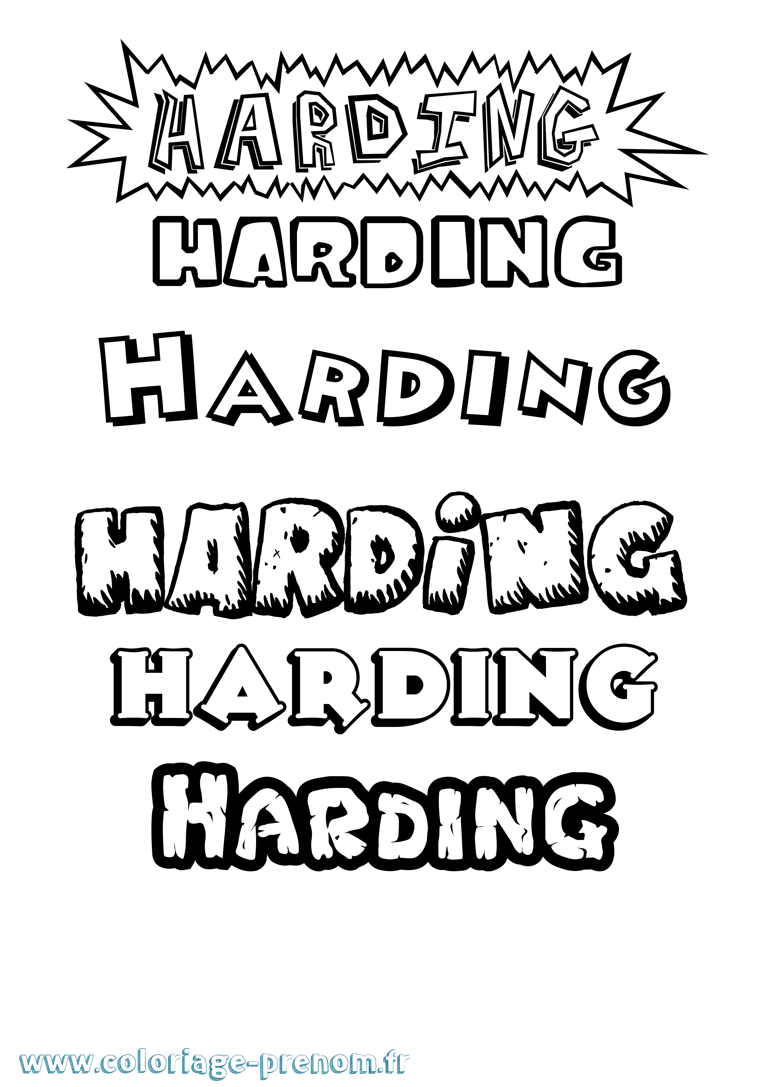 Coloriage Harding Dessin Animé Coloriage prénom Harding Dessin Animé