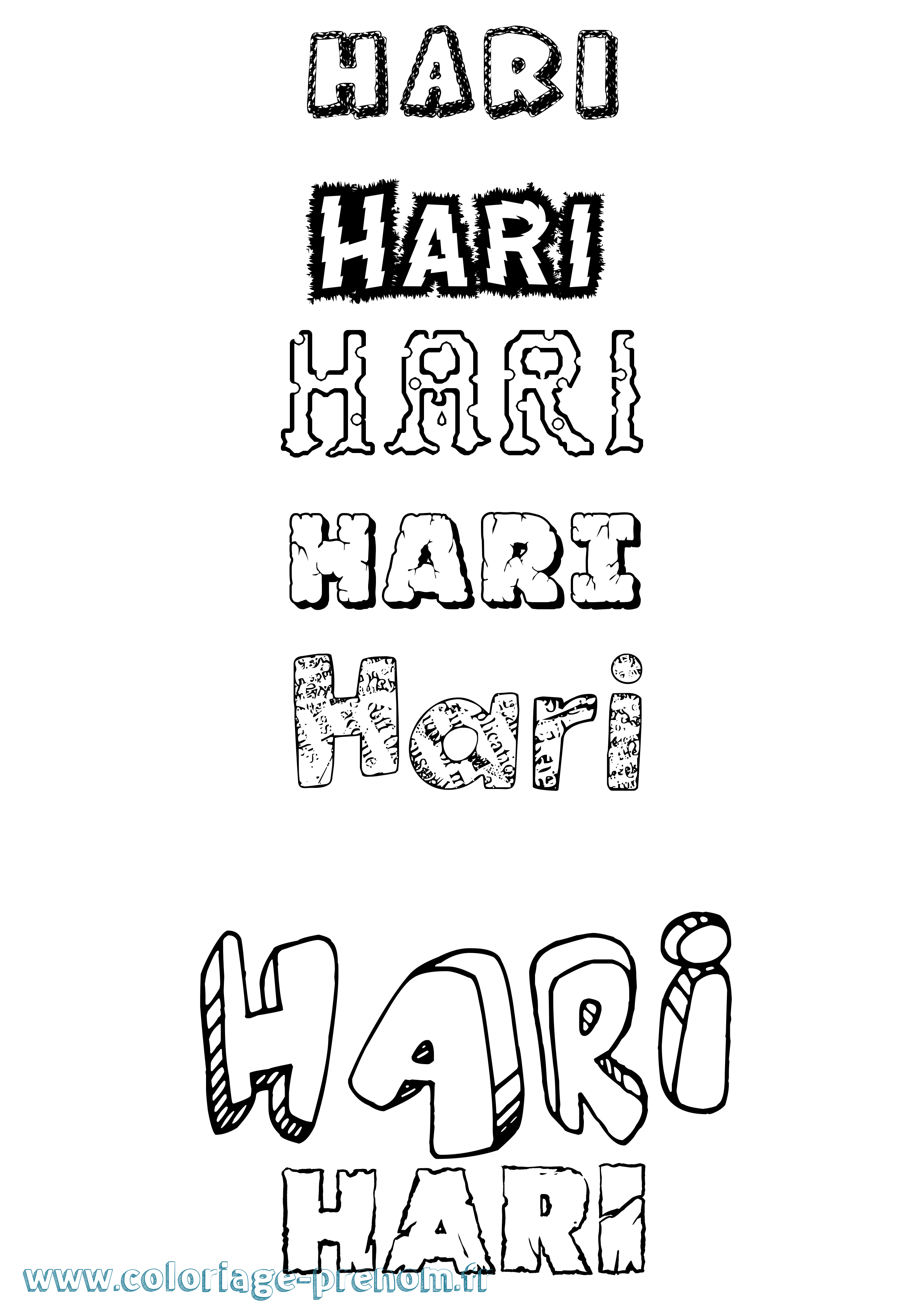 Coloriage Hari Destructuré Coloriage prénom Hari Destructuré