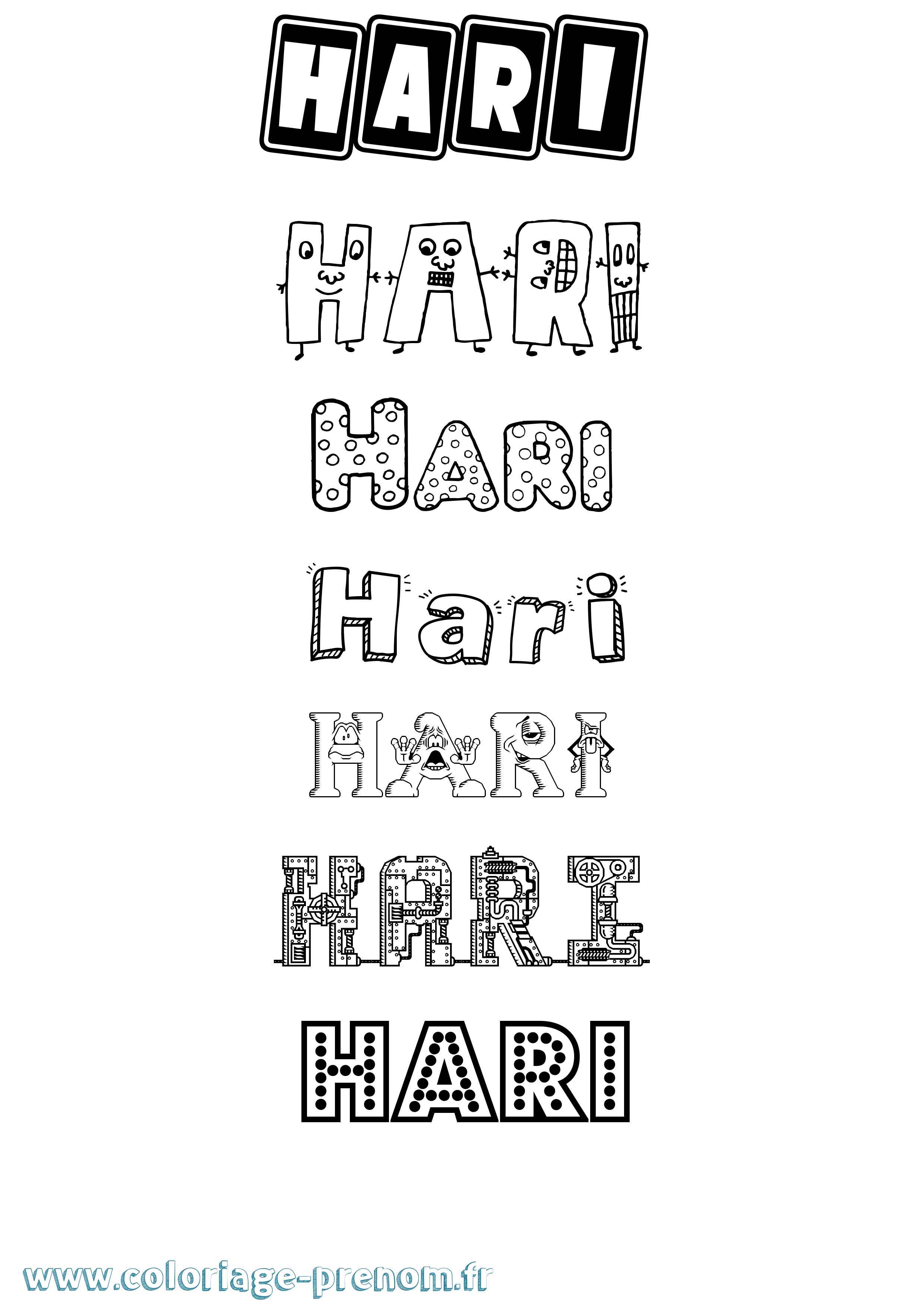 Coloriage Hari Fun Coloriage prénom Hari Fun