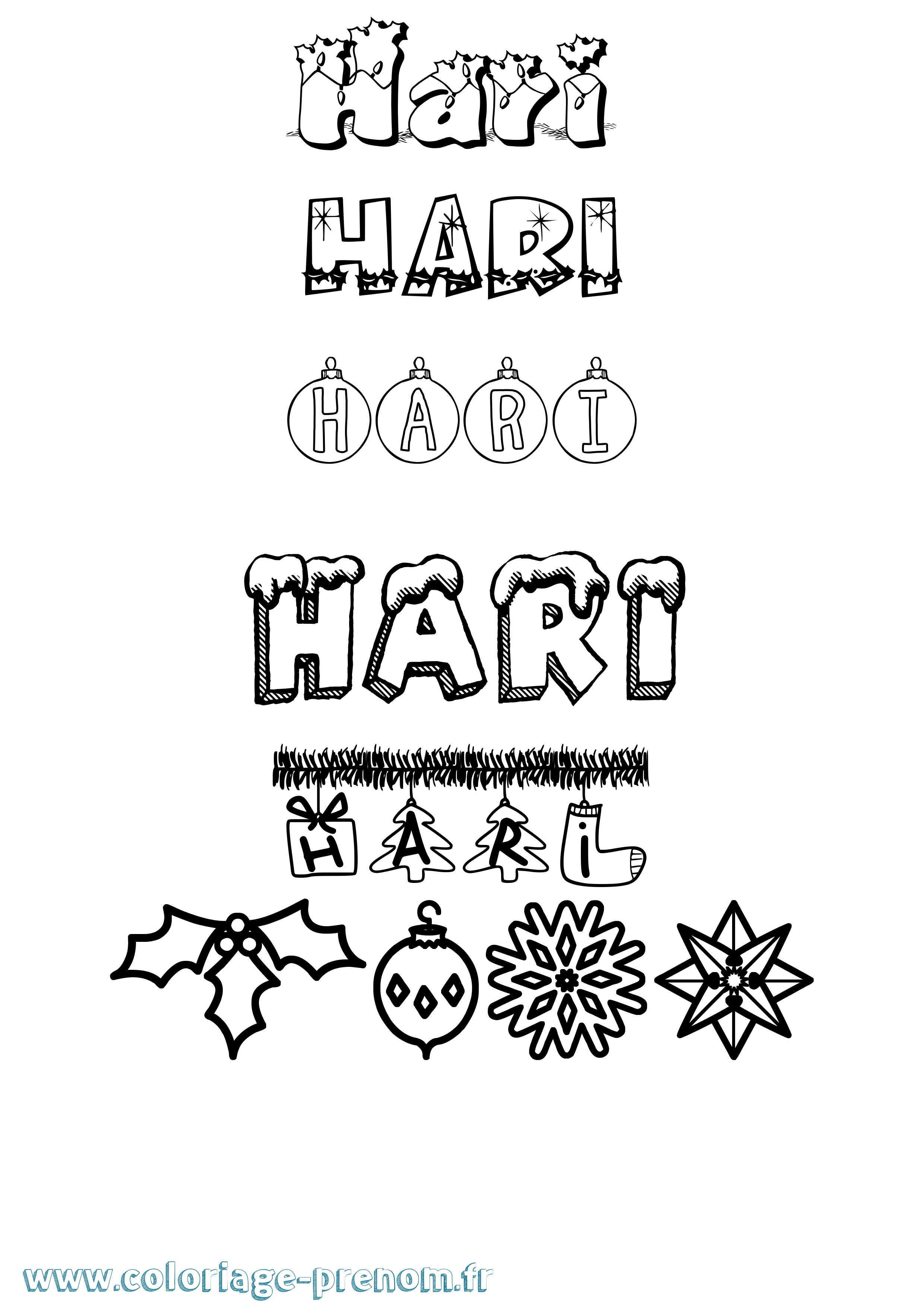 Coloriage Hari Noël Coloriage prénom Hari Noël