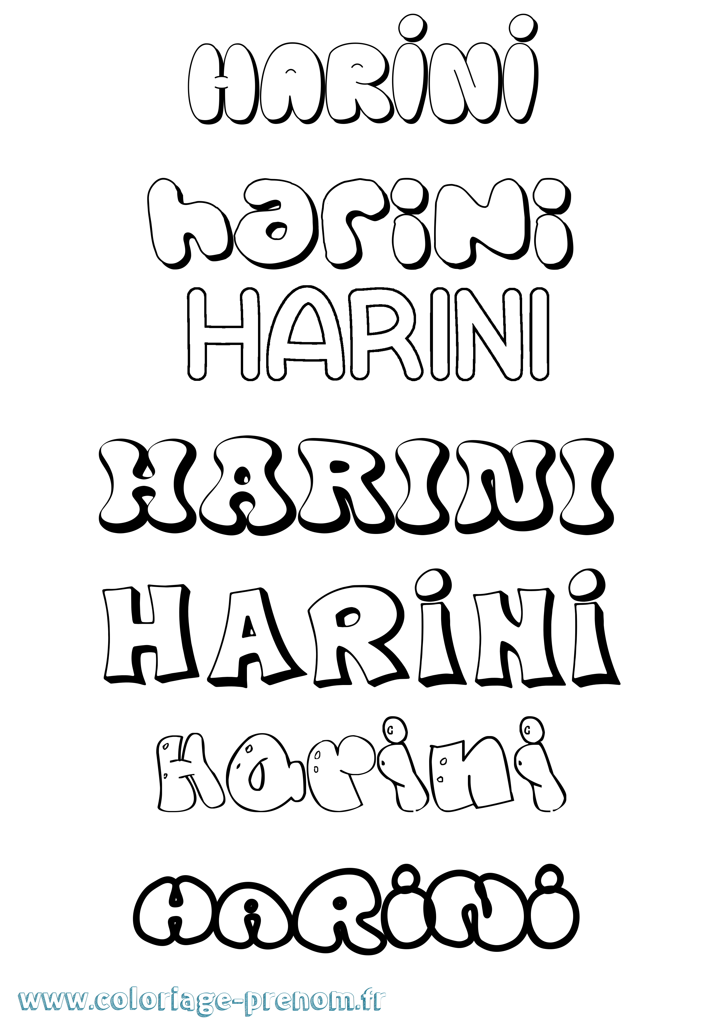 Coloriage Harini Bubble Coloriage prénom Harini Bubble