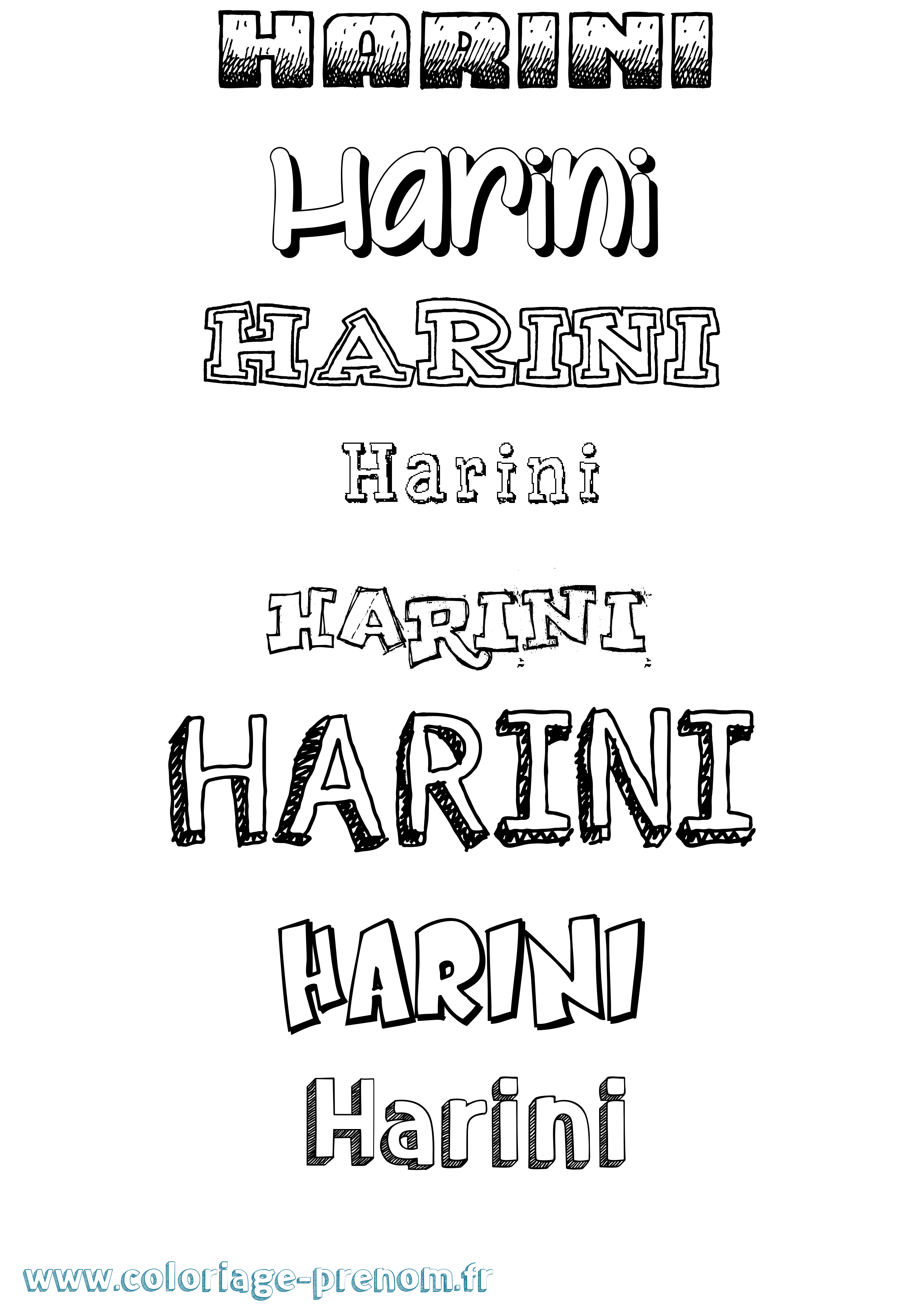 Coloriage Harini Dessiné Coloriage prénom Harini Dessiné
