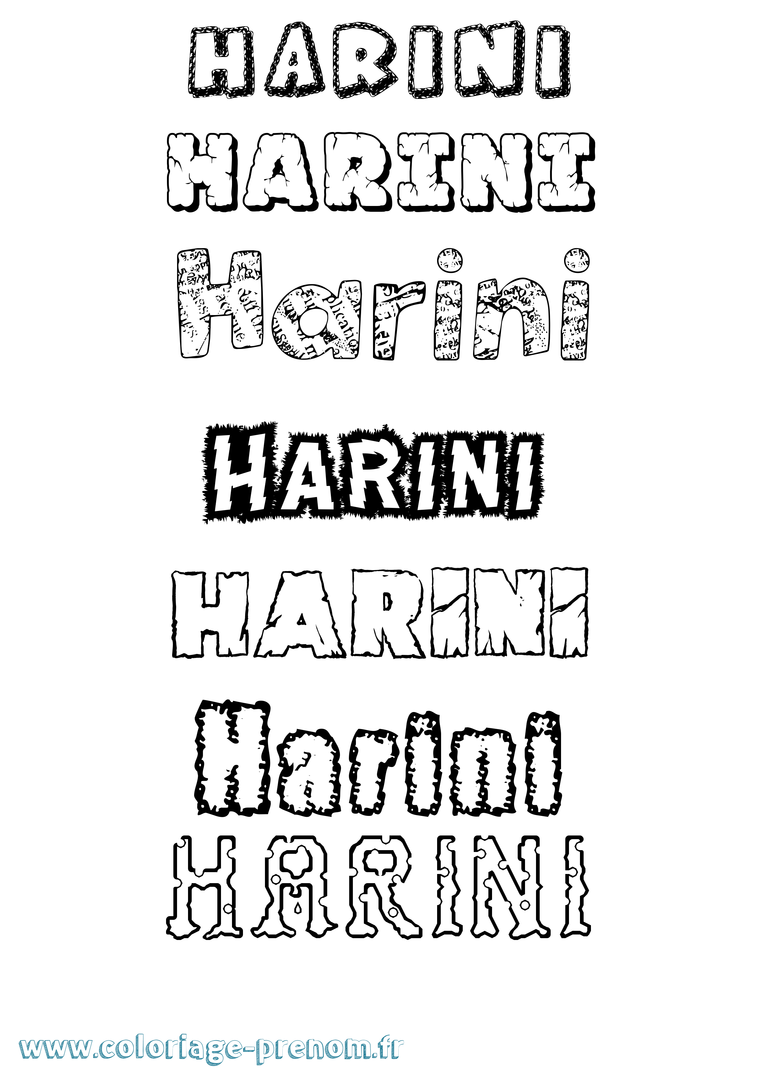 Coloriage Harini Destructuré Coloriage prénom Harini Destructuré