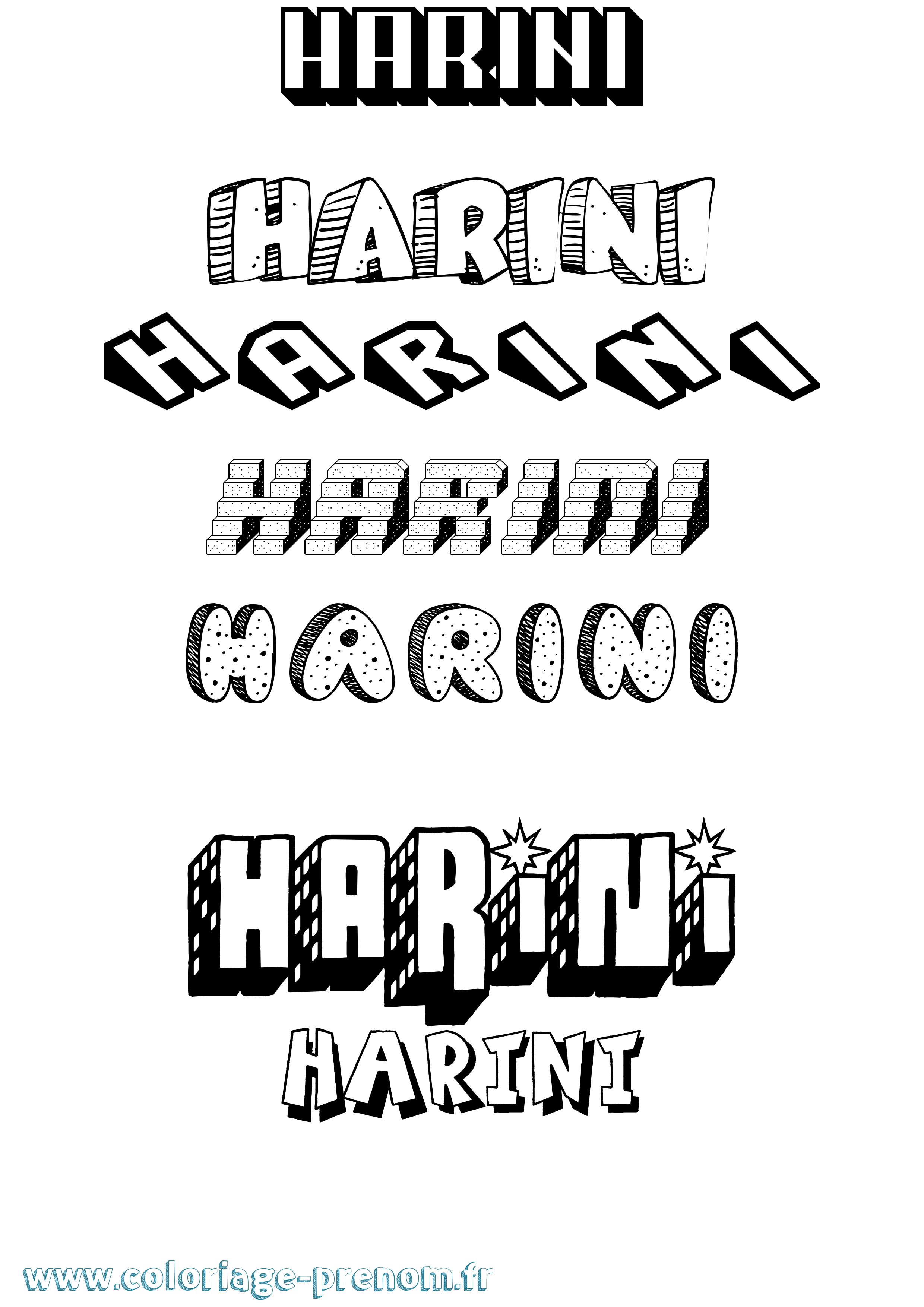 Coloriage Harini Effet 3D Coloriage prénom Harini Effet 3D