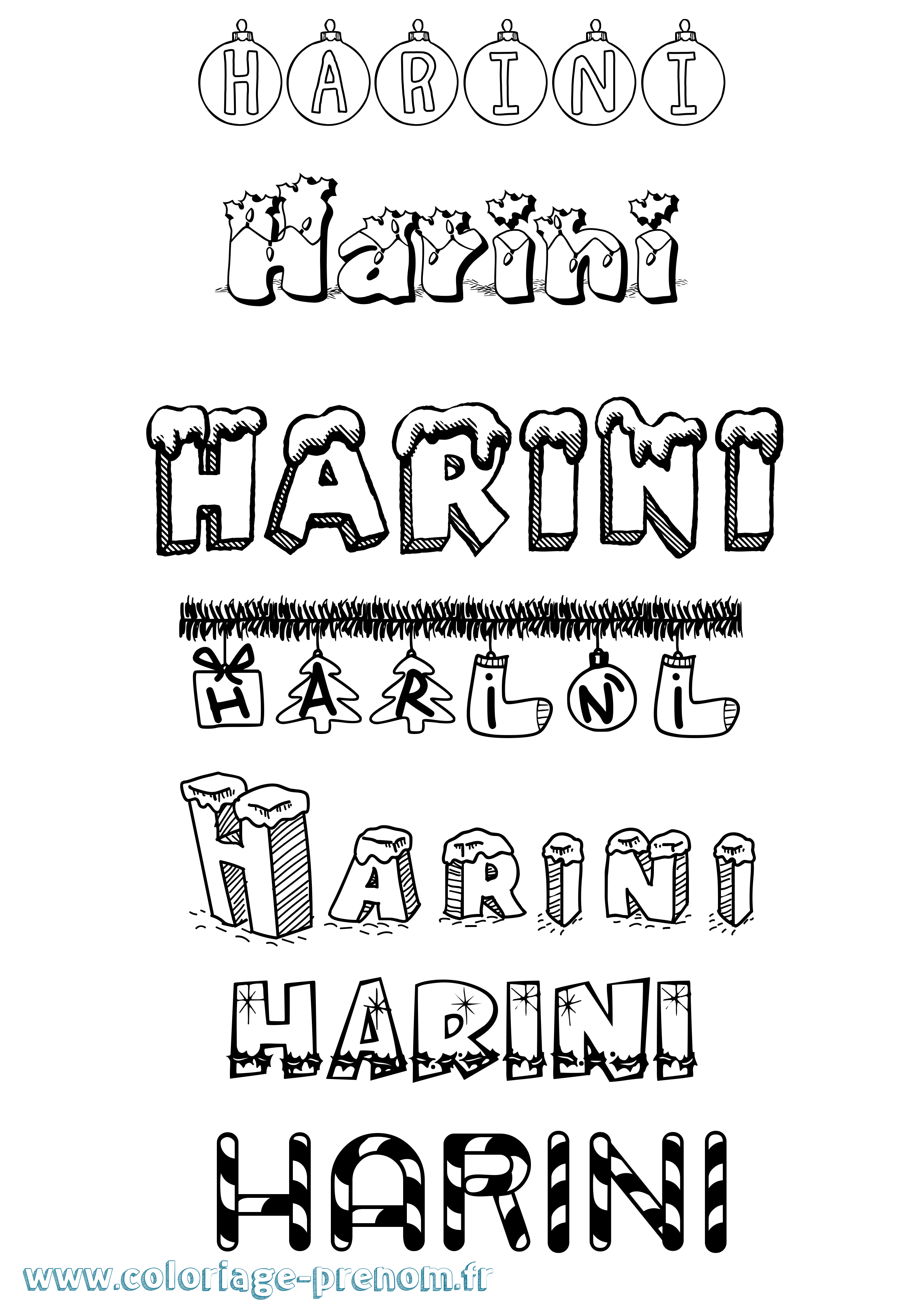 Coloriage Harini Noël Coloriage prénom Harini Noël