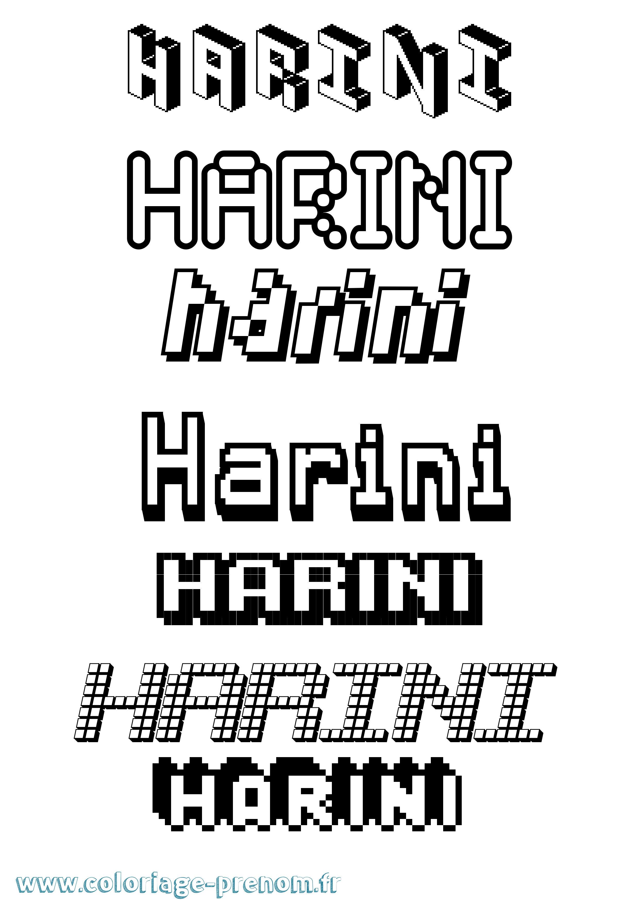 Coloriage Harini Pixel Coloriage prénom Harini Pixel