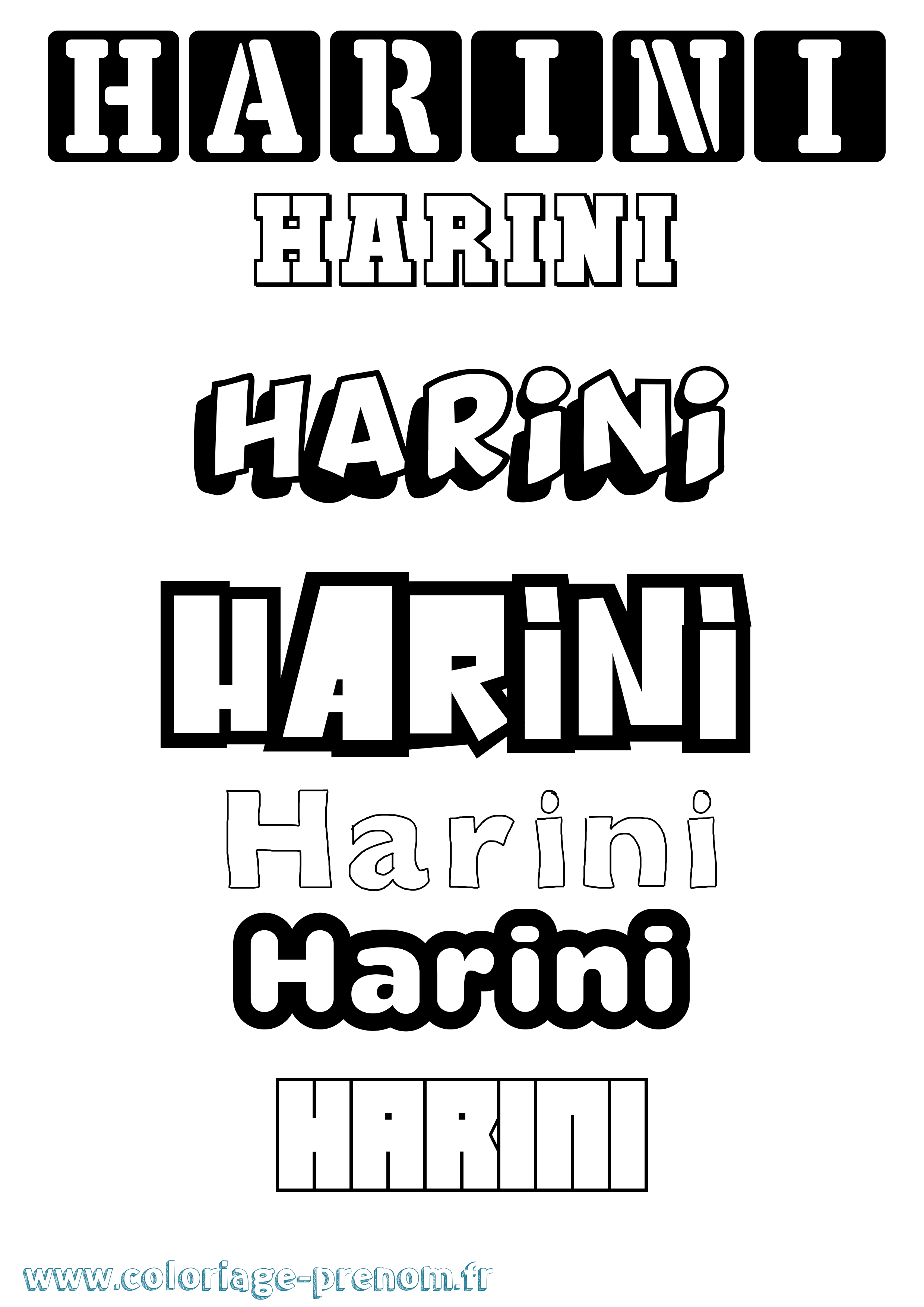 Coloriage Harini Simple Coloriage prénom Harini Simple
