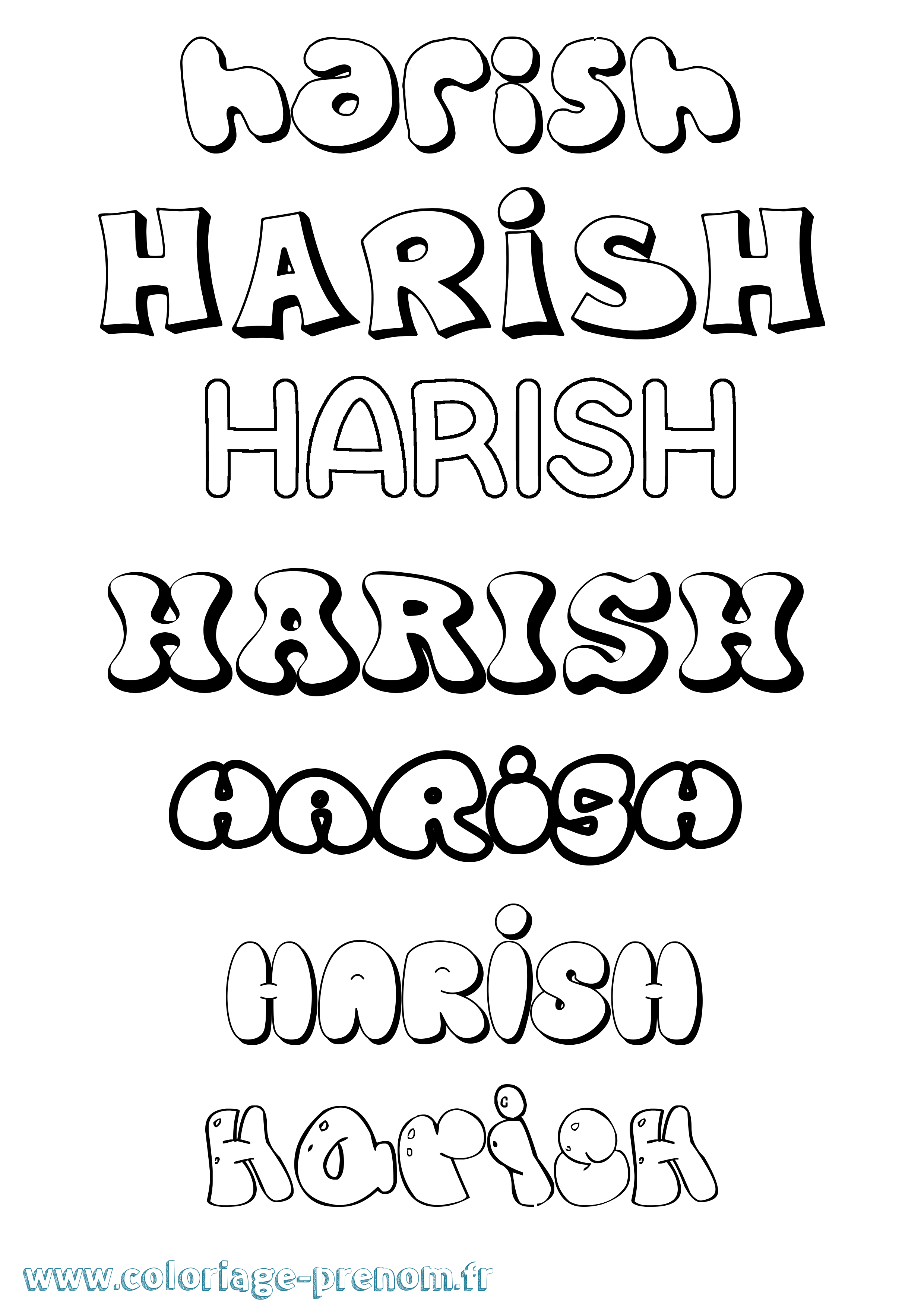 Coloriage Harish Bubble Coloriage prénom Harish Bubble