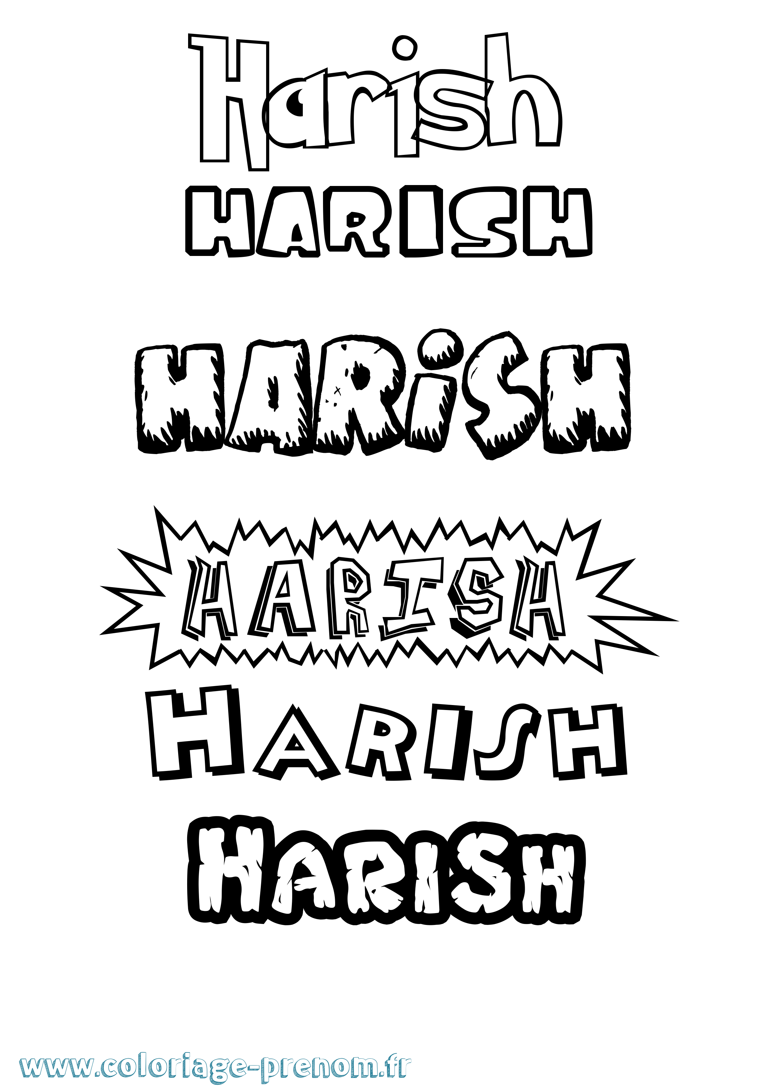 Coloriage Harish Dessin Animé Coloriage prénom Harish Dessin Animé