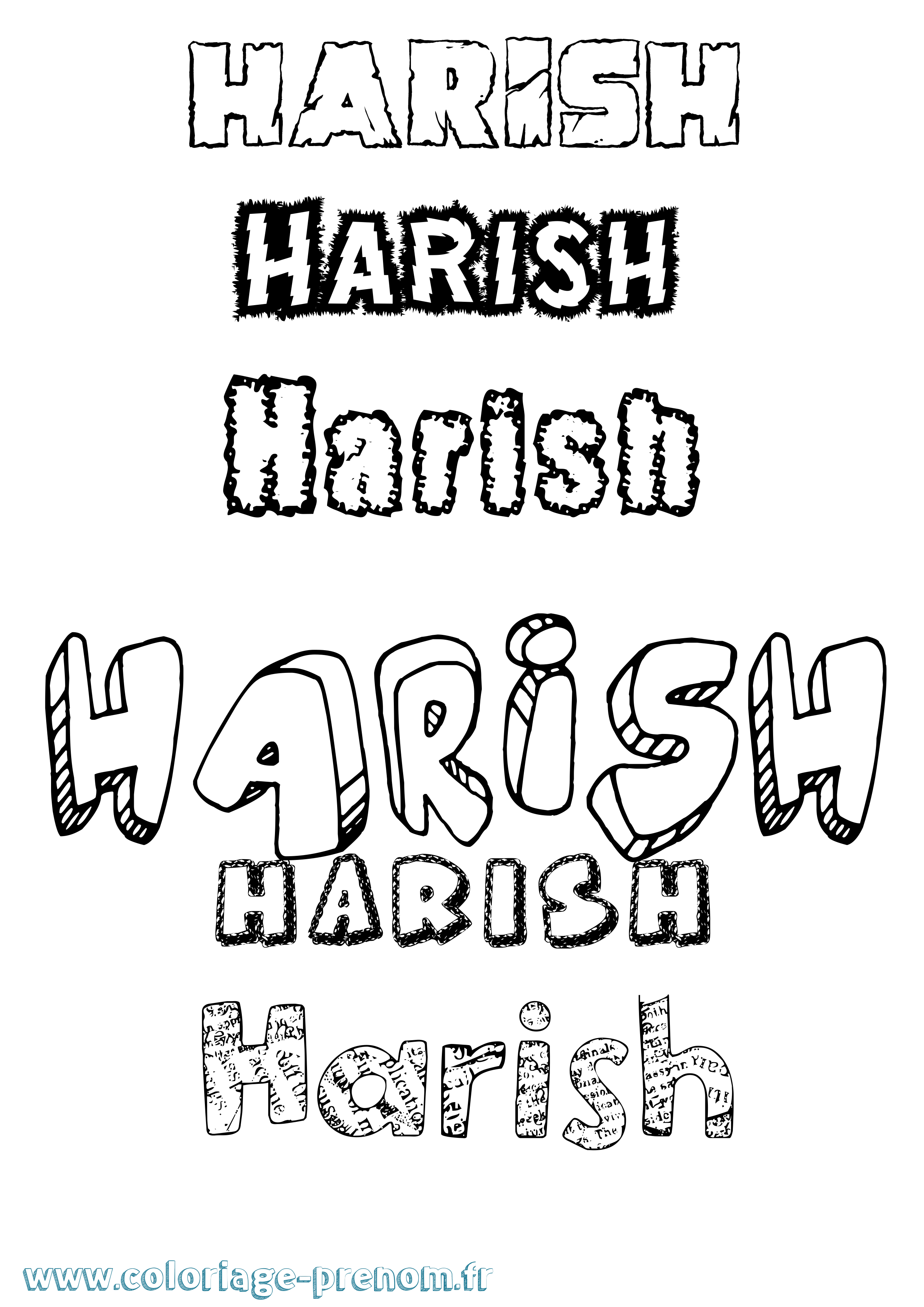 Coloriage Harish Destructuré Coloriage prénom Harish Destructuré