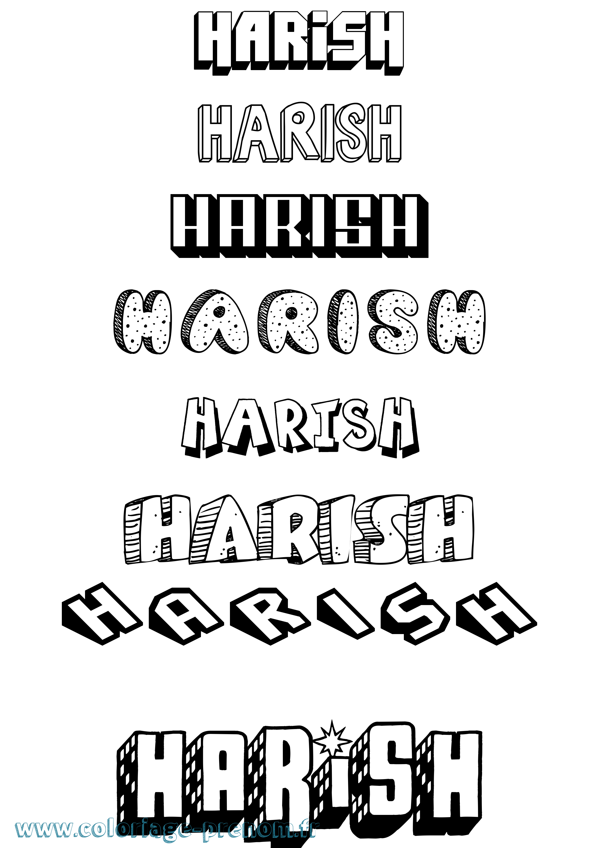 Coloriage Harish Effet 3D Coloriage prénom Harish Effet 3D