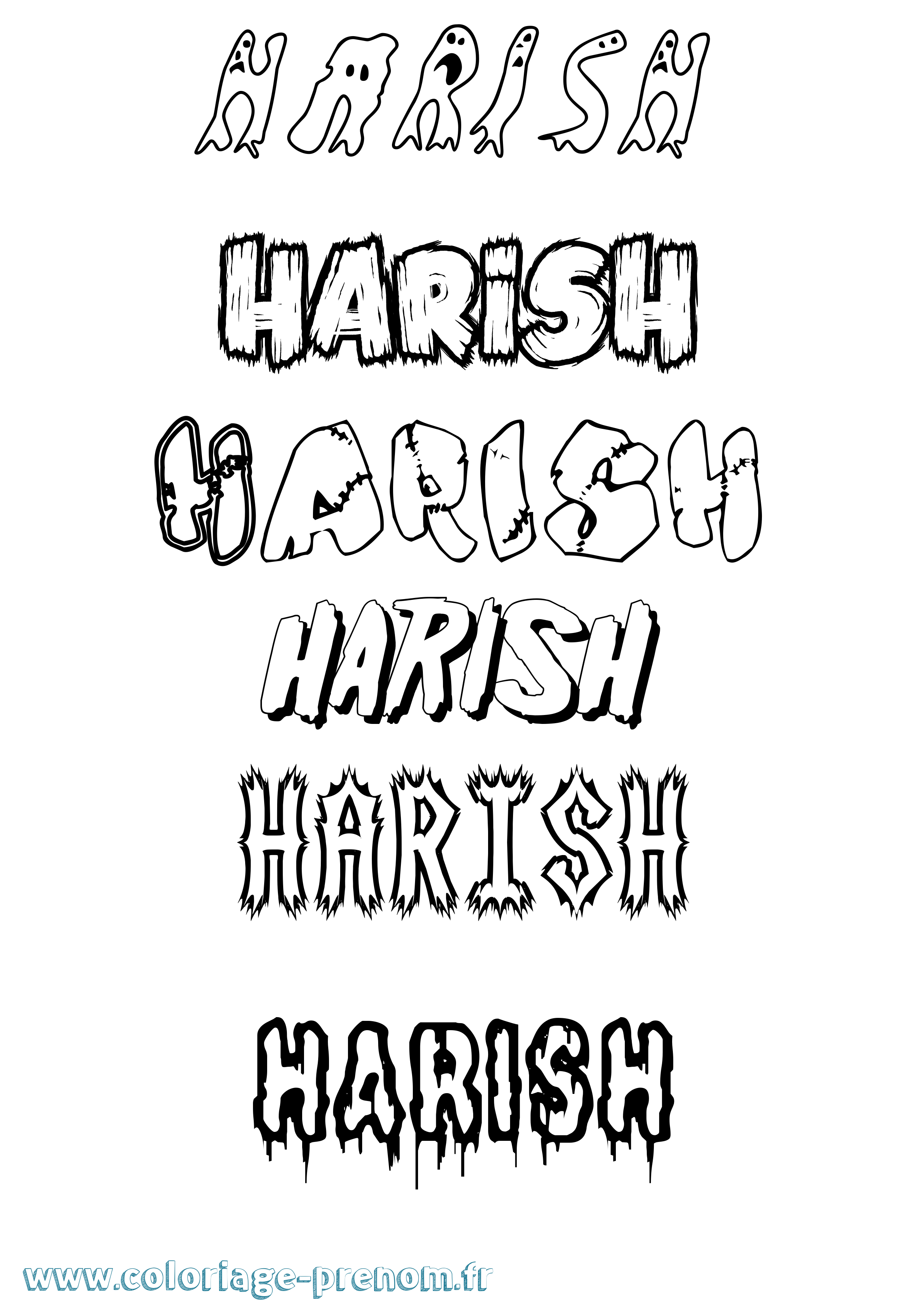 Coloriage Harish Frisson Coloriage prénom Harish Frisson