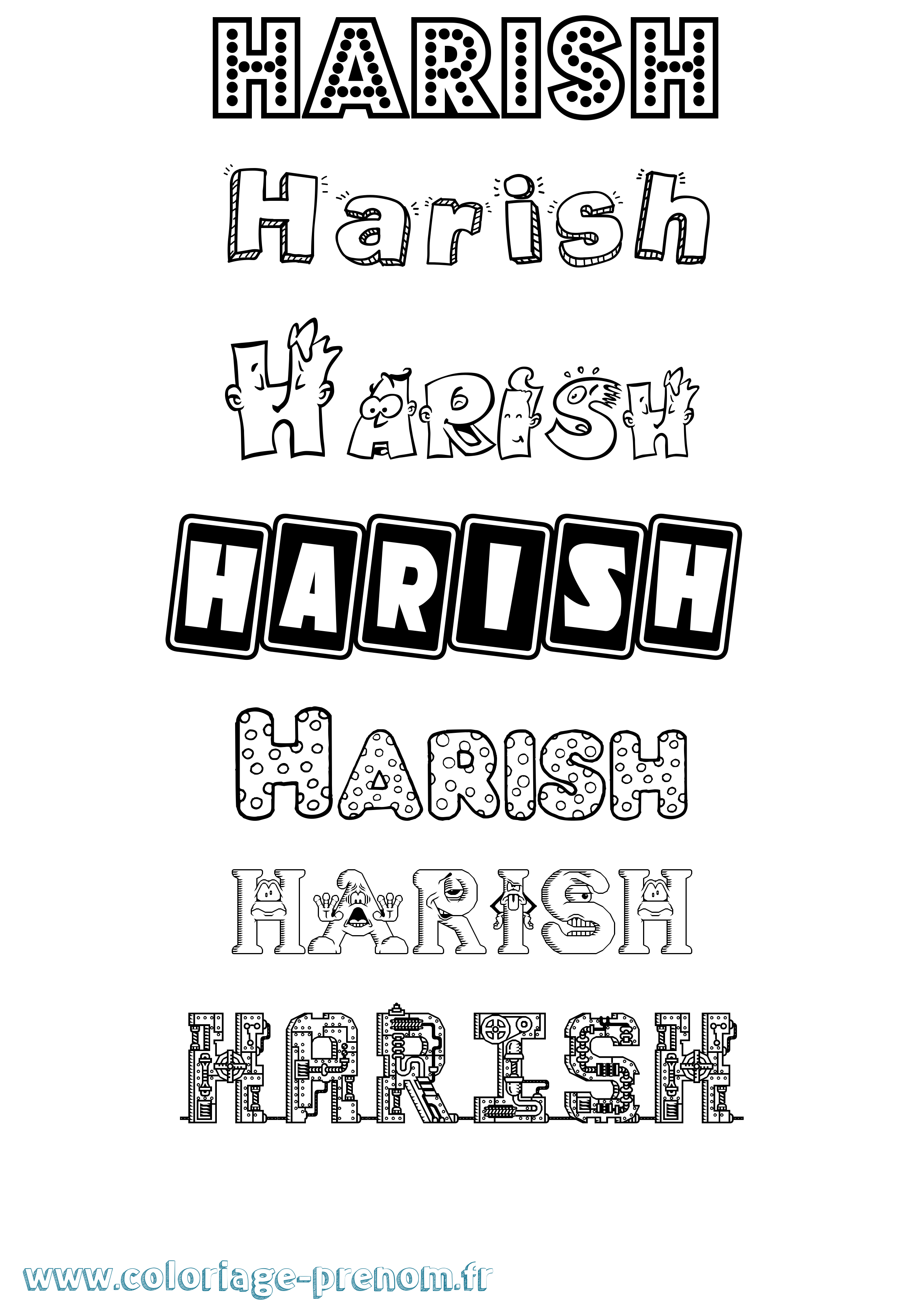 Coloriage Harish Fun Coloriage prénom Harish Fun