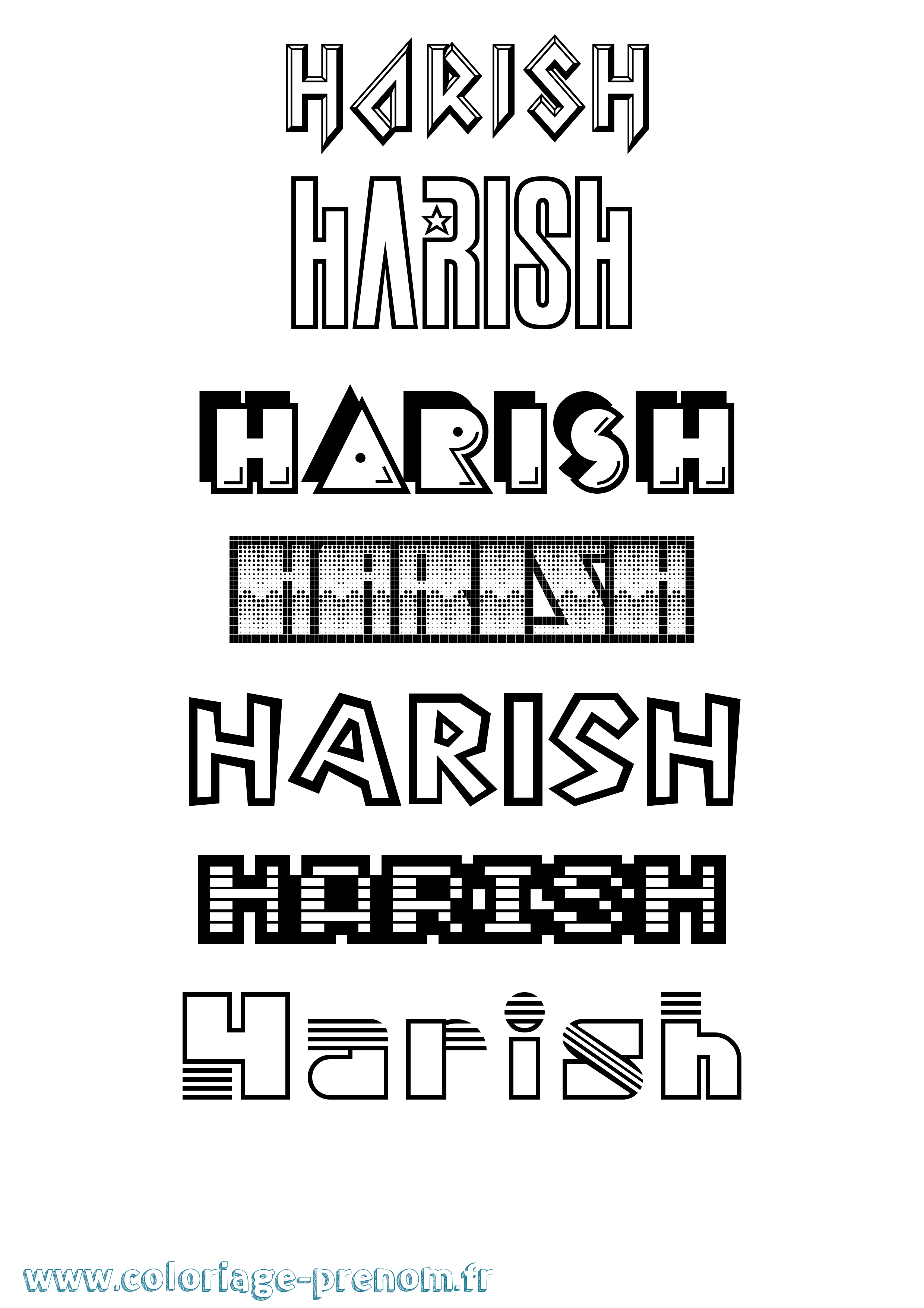 Coloriage Harish Jeux Vidéos Coloriage prénom Harish Jeux Vidéos