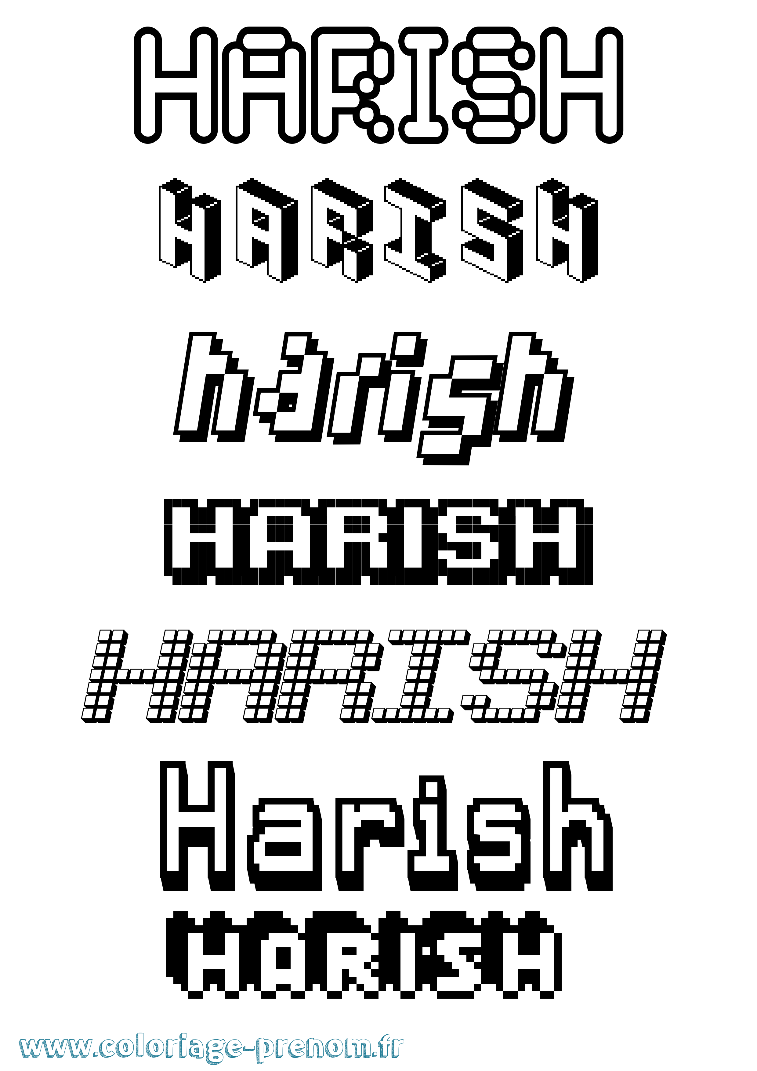 Coloriage Harish Pixel Coloriage prénom Harish Pixel