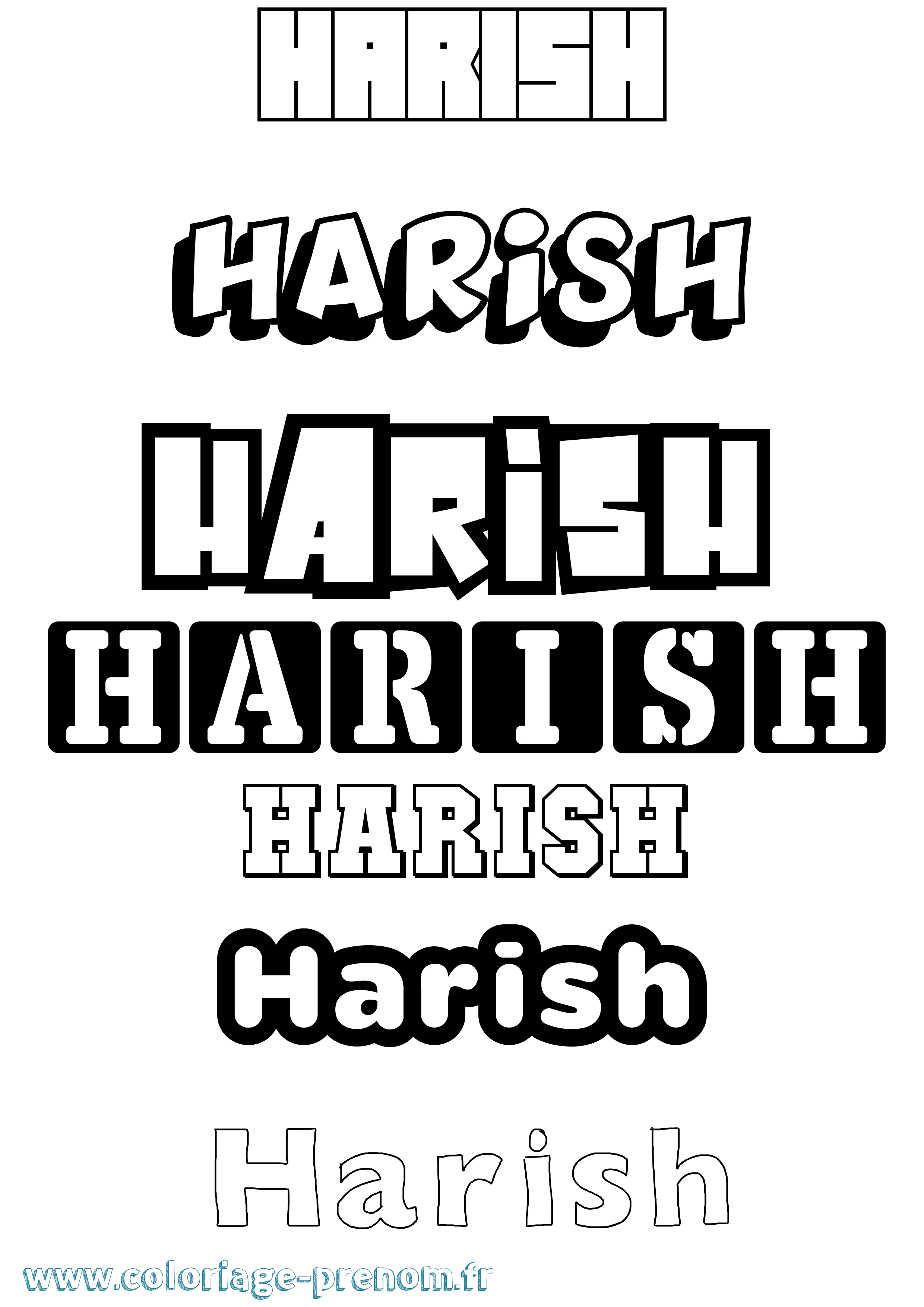 Coloriage Harish Simple Coloriage prénom Harish Simple