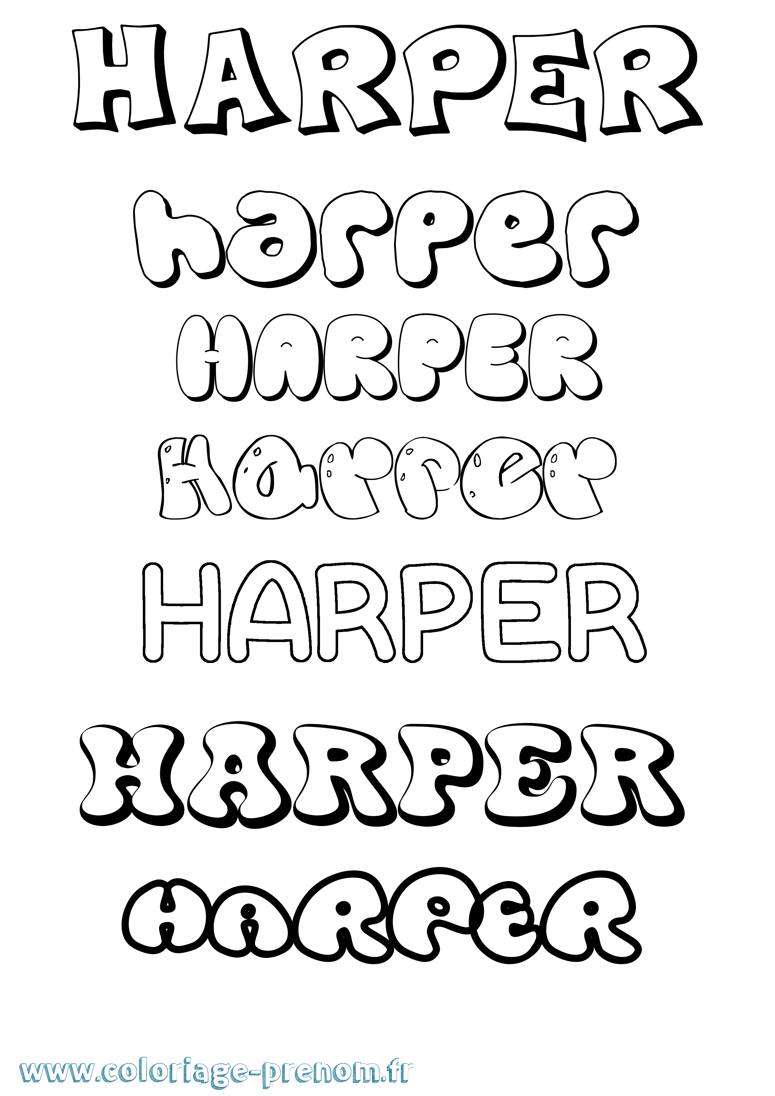 Coloriage Harper Bubble Coloriage prénom Harper Bubble