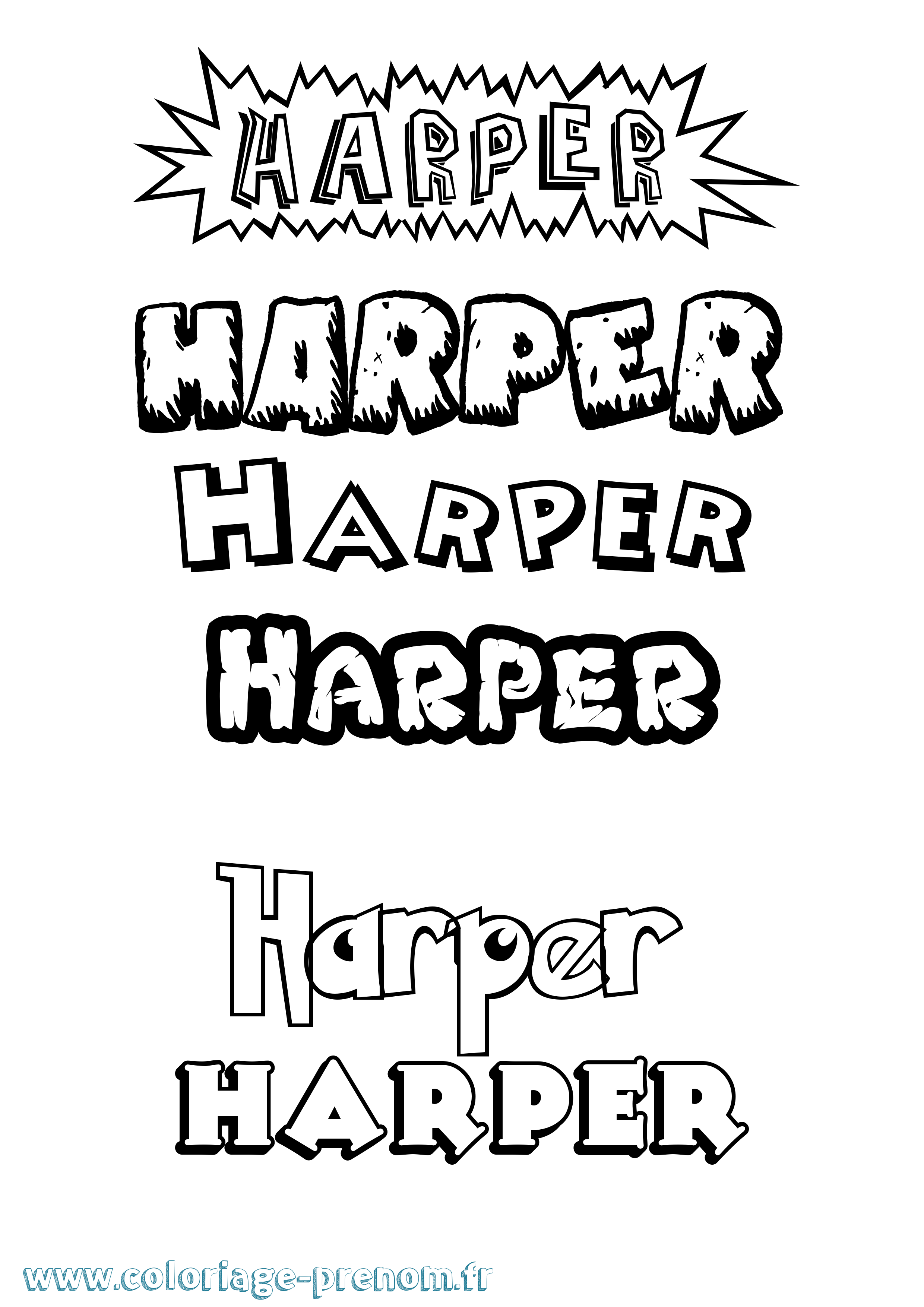 Coloriage Harper Dessin Animé Coloriage prénom Harper Dessin Animé