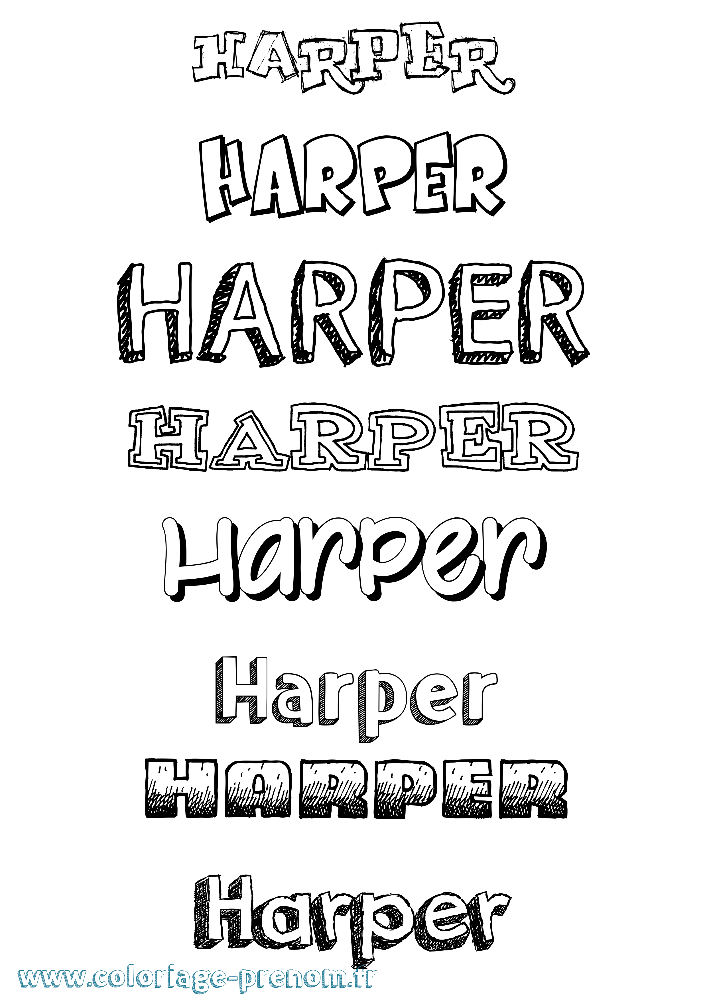 Coloriage Harper Dessiné Coloriage prénom Harper Dessiné