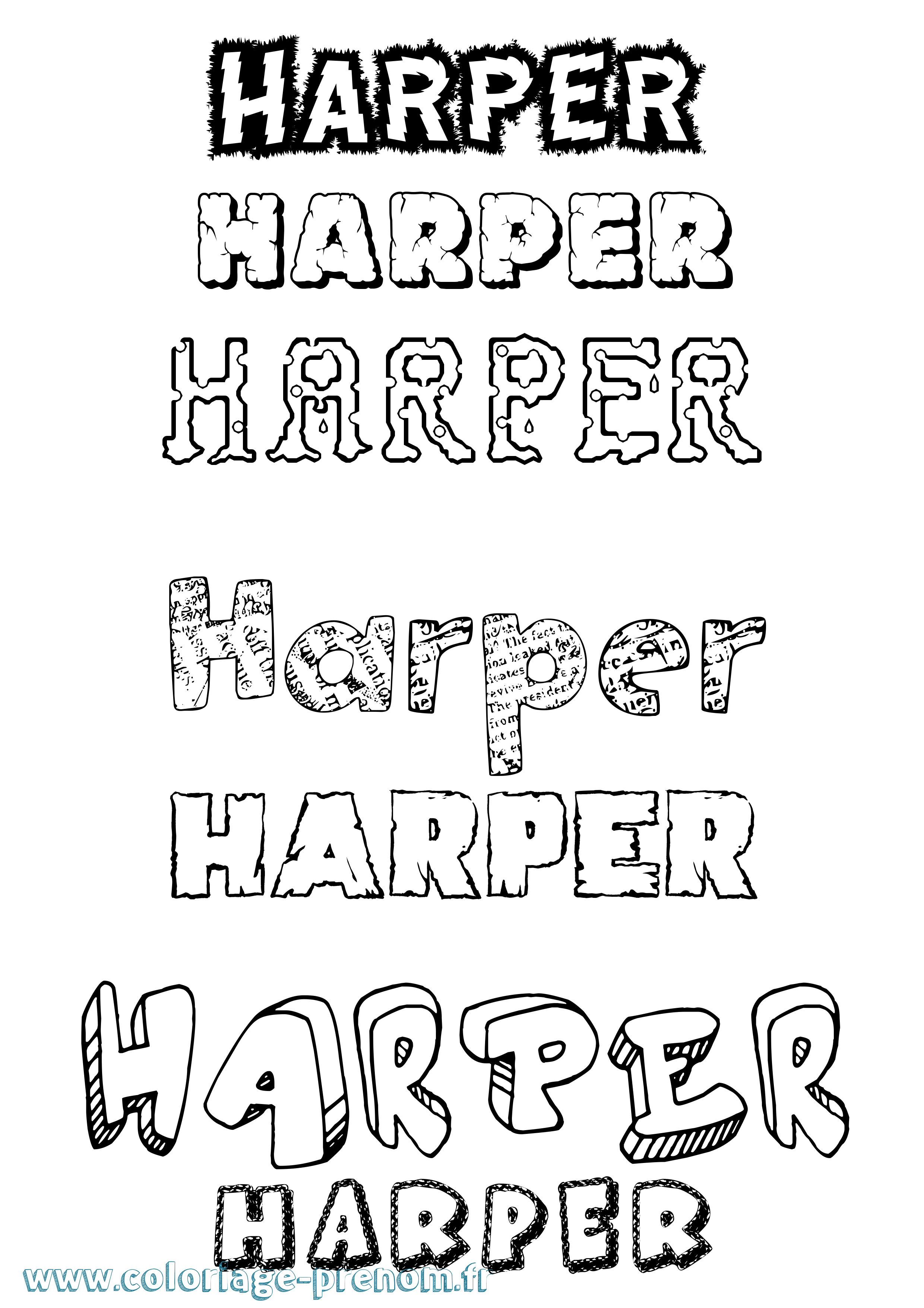 Coloriage Harper Destructuré Coloriage prénom Harper Destructuré