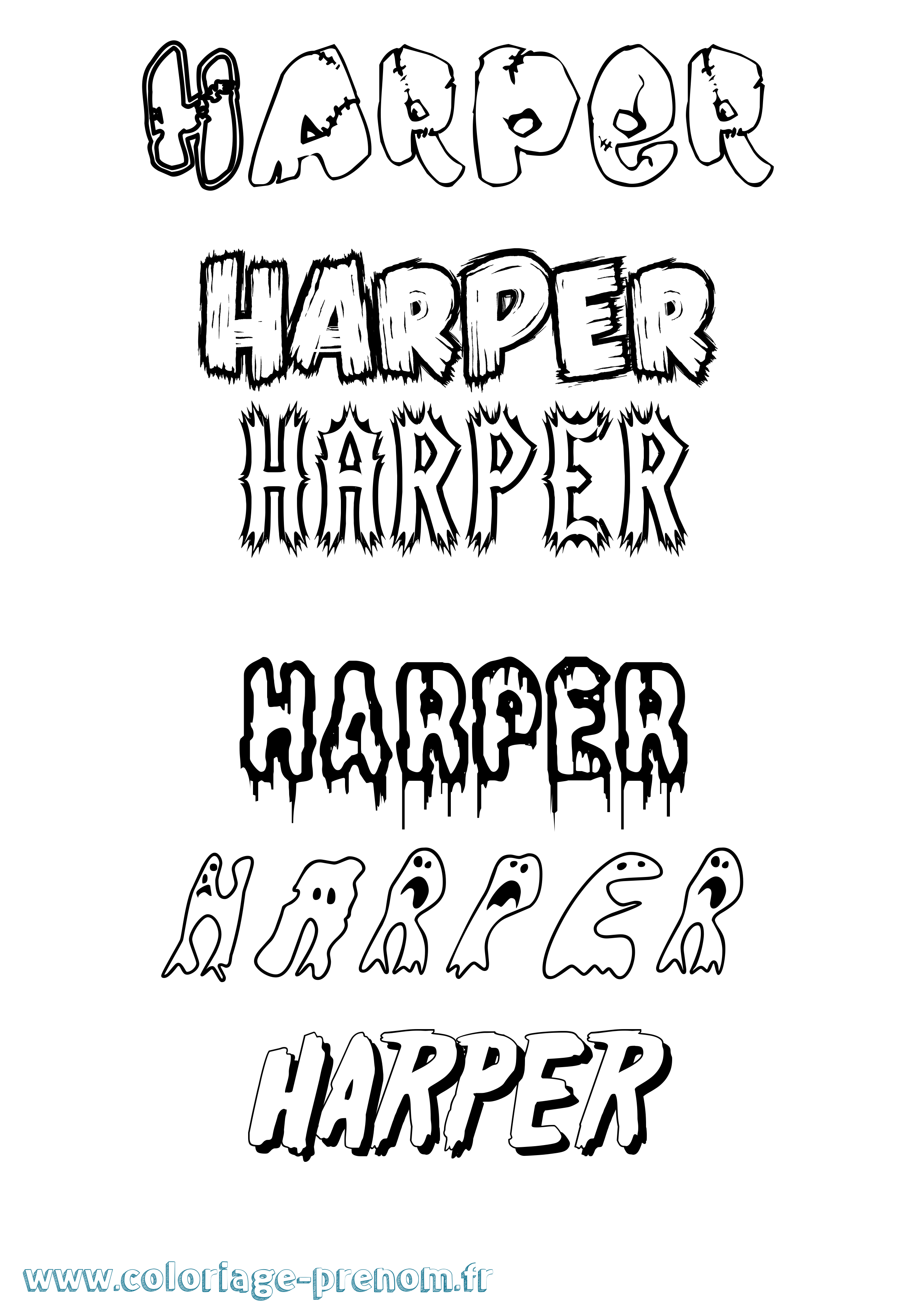 Coloriage Harper Frisson Coloriage prénom Harper Frisson