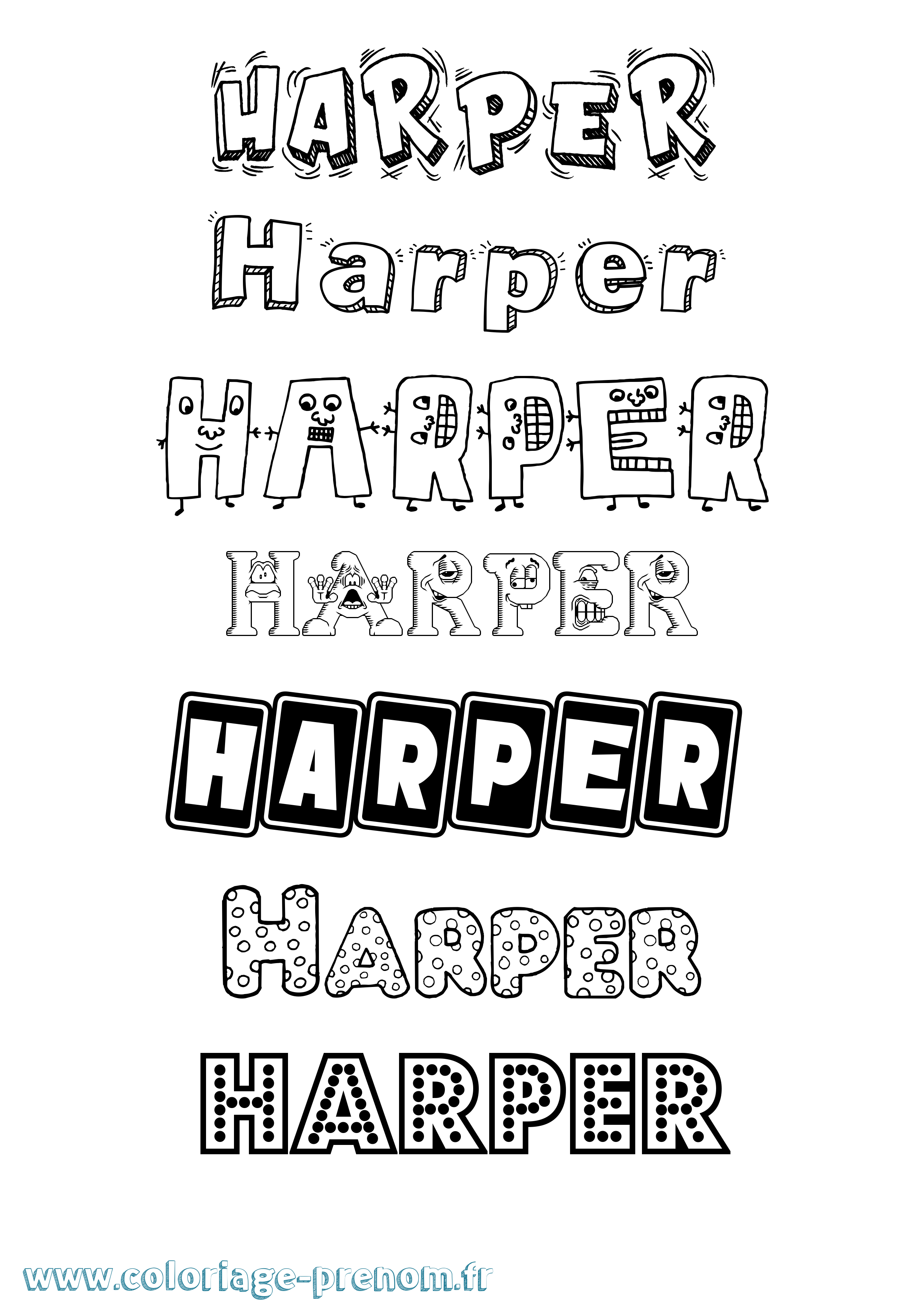 Coloriage Harper Fun Coloriage prénom Harper Fun