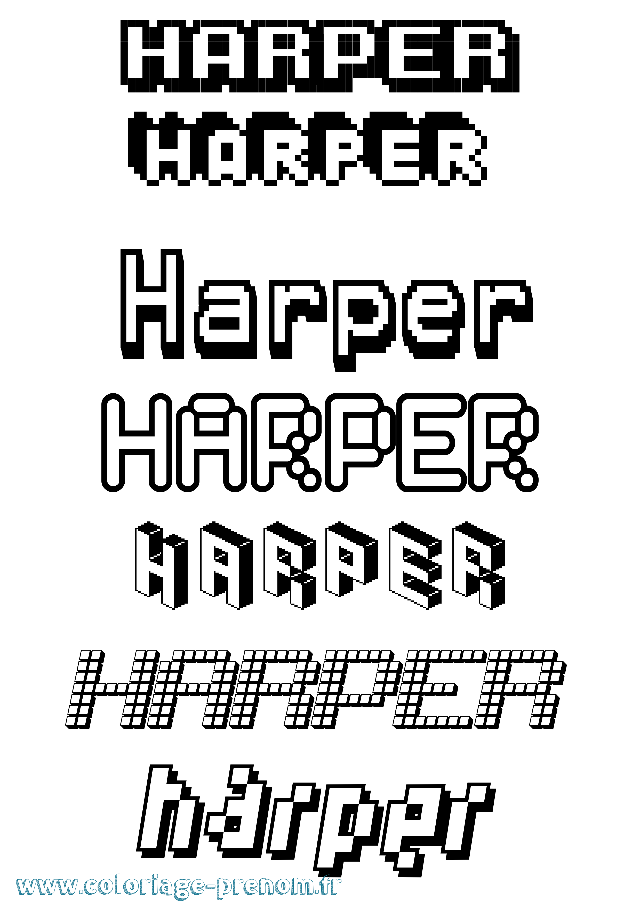 Coloriage Harper Pixel Coloriage prénom Harper Pixel