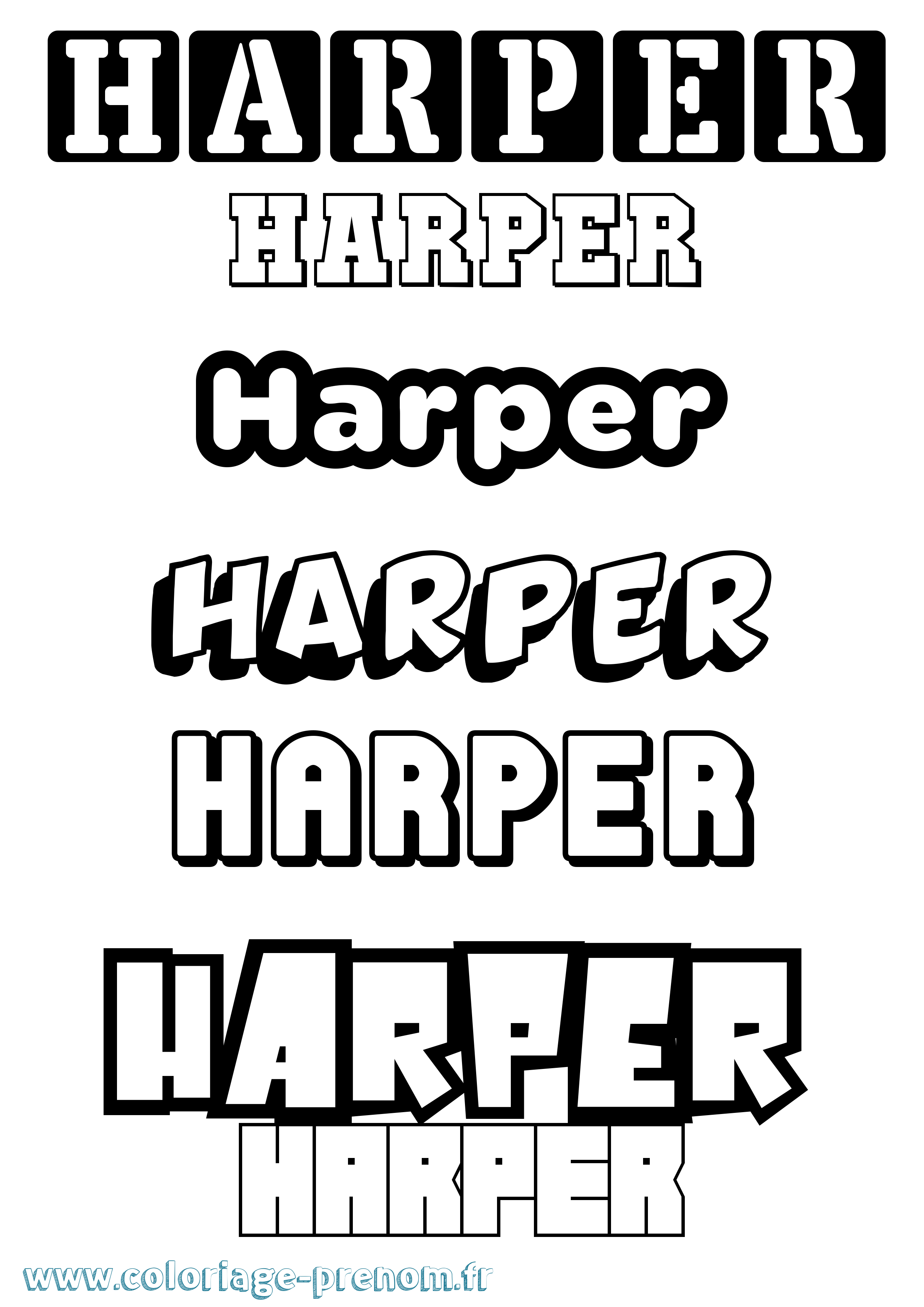 Coloriage Harper Simple Coloriage prénom Harper Simple