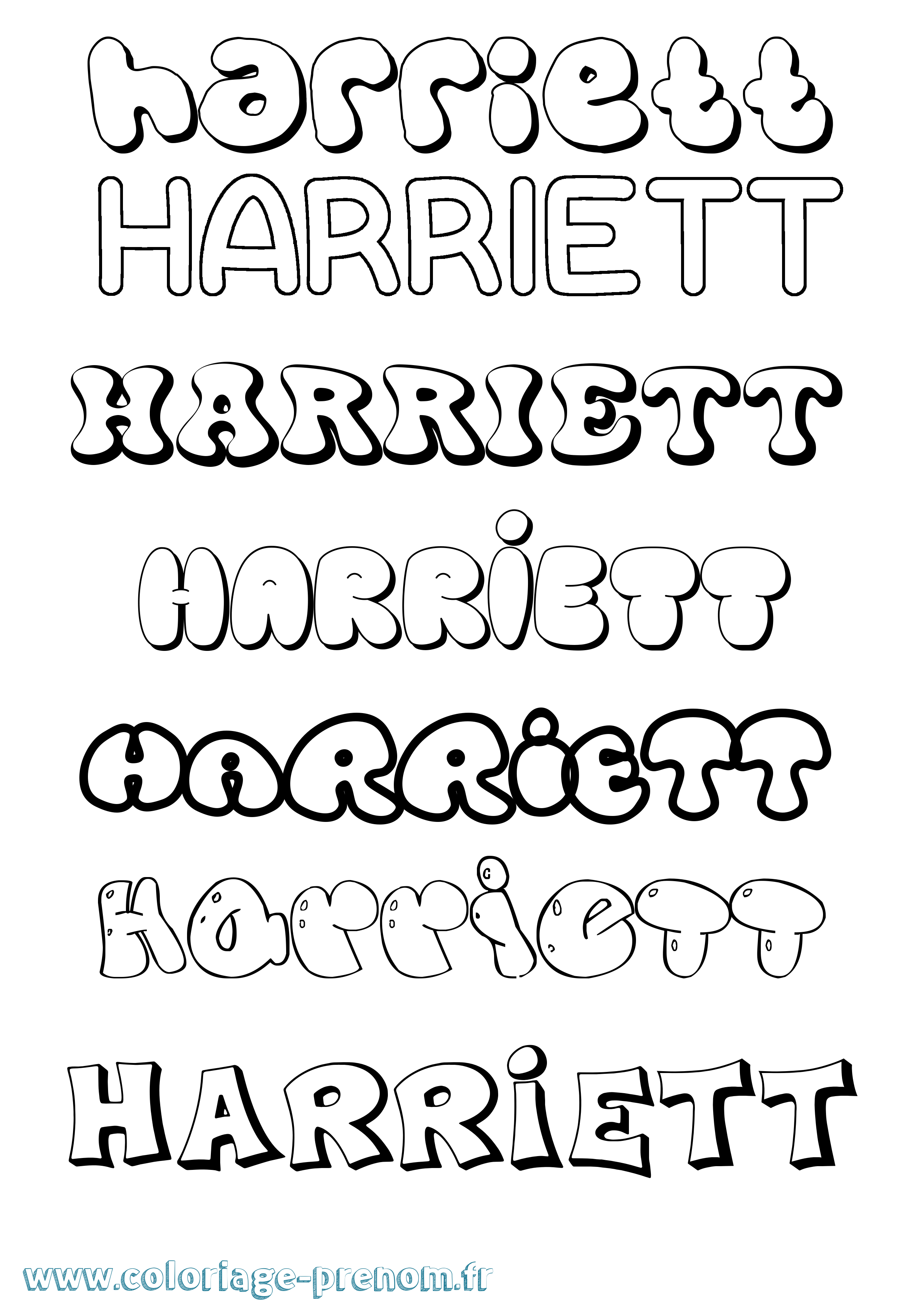 Coloriage Harriett Bubble Coloriage prénom Harriett Bubble