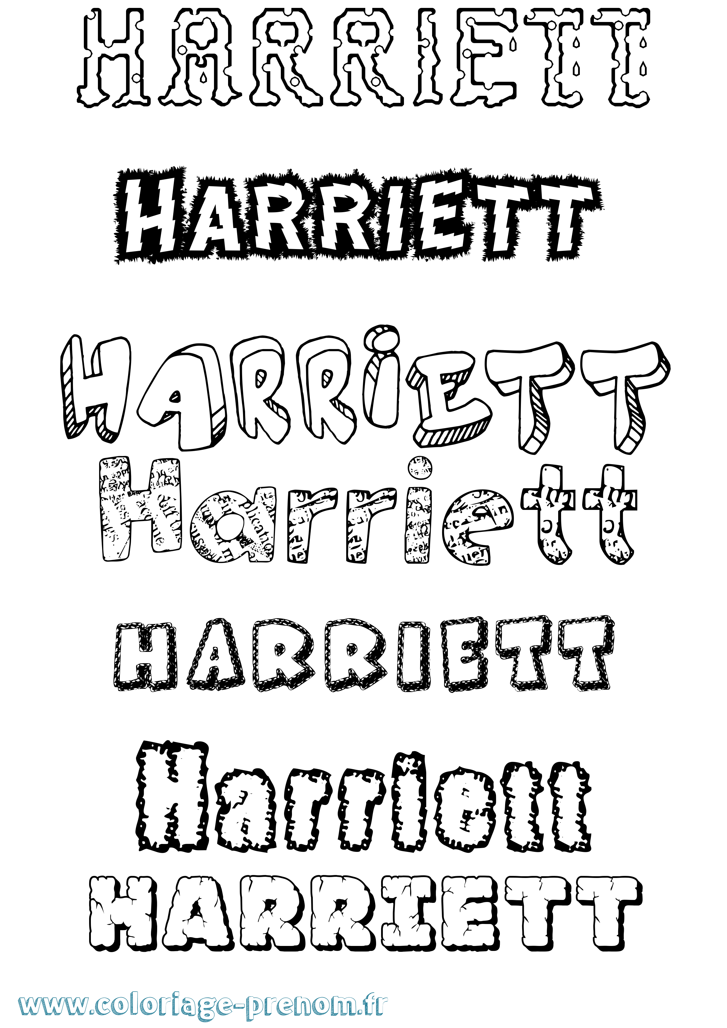 Coloriage Harriett Destructuré Coloriage prénom Harriett Destructuré