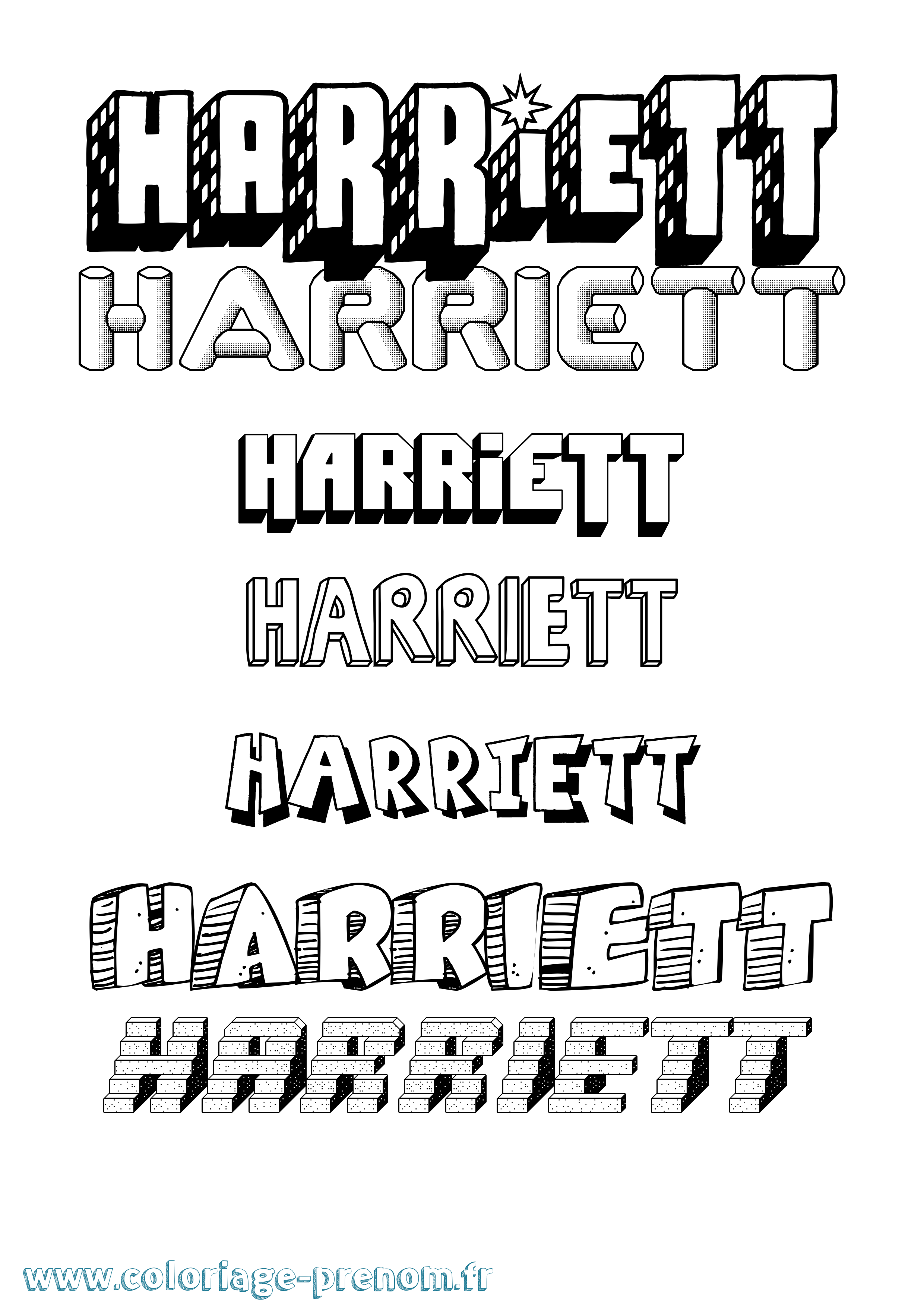 Coloriage Harriett Effet 3D Coloriage prénom Harriett Effet 3D